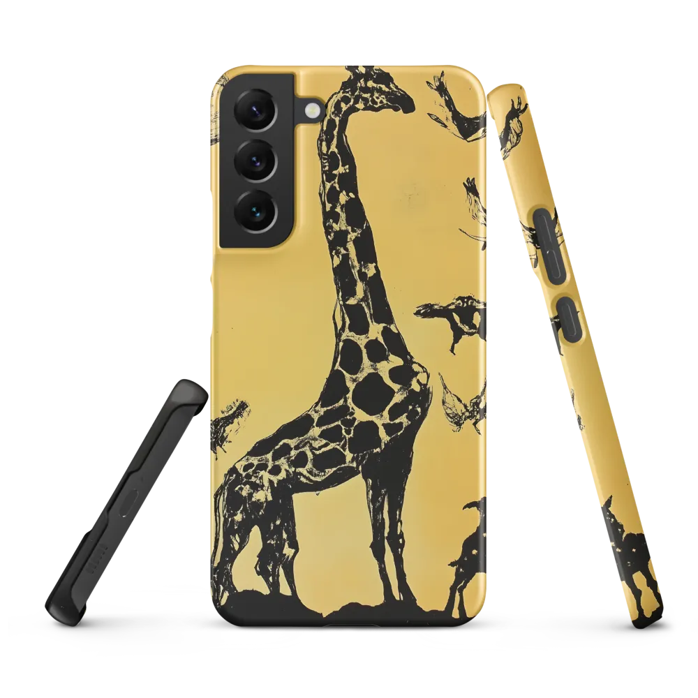 Whimsical Harmony of Giraffe and Birds