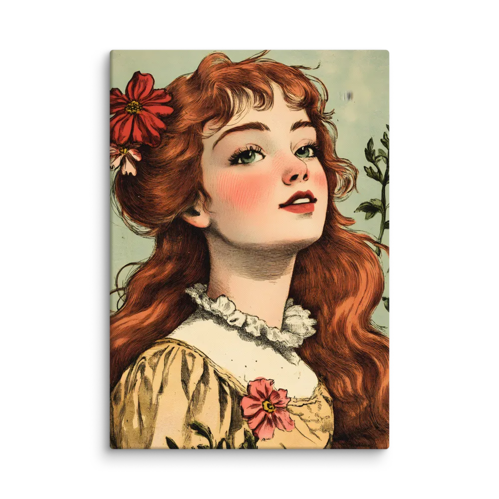 Whimsical Portrait of a Flower-Adorned Girl | Canvas | 28″×40″