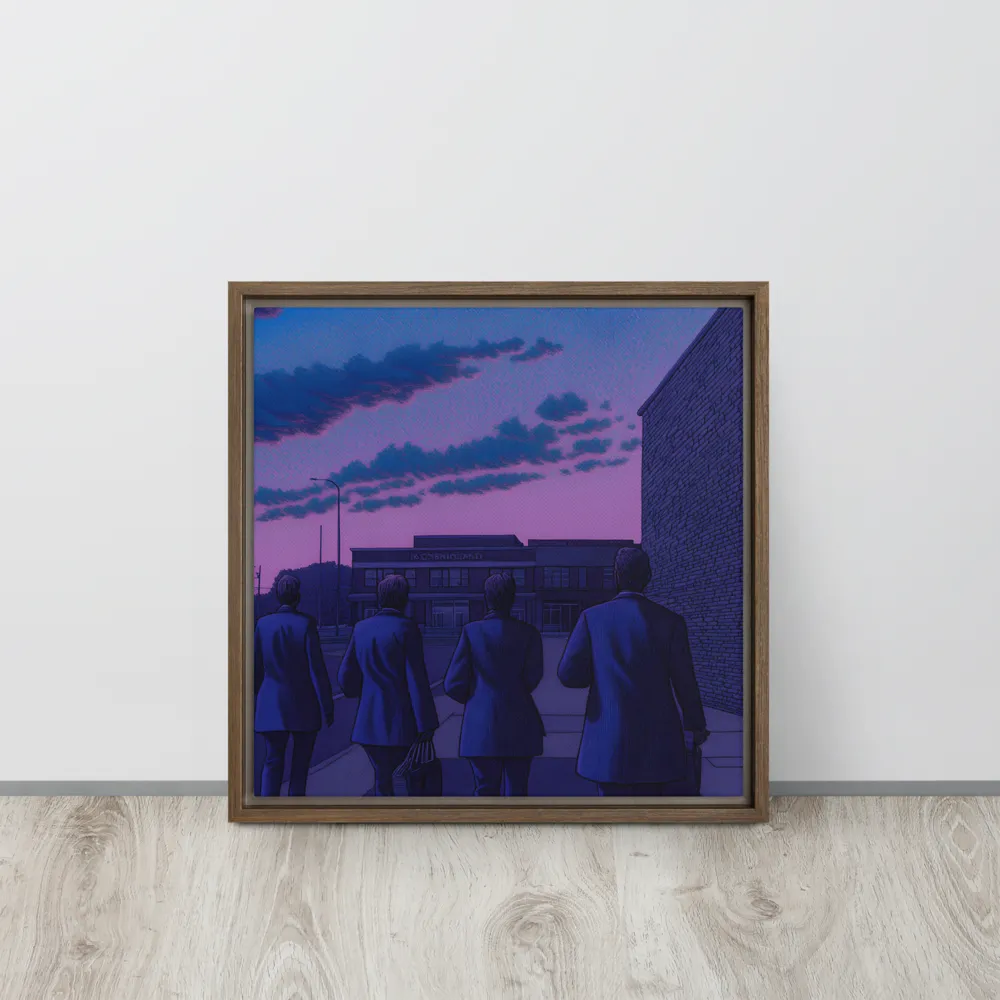 The Twilight Stroll | Canvas with Brown Frame | 16″×16″