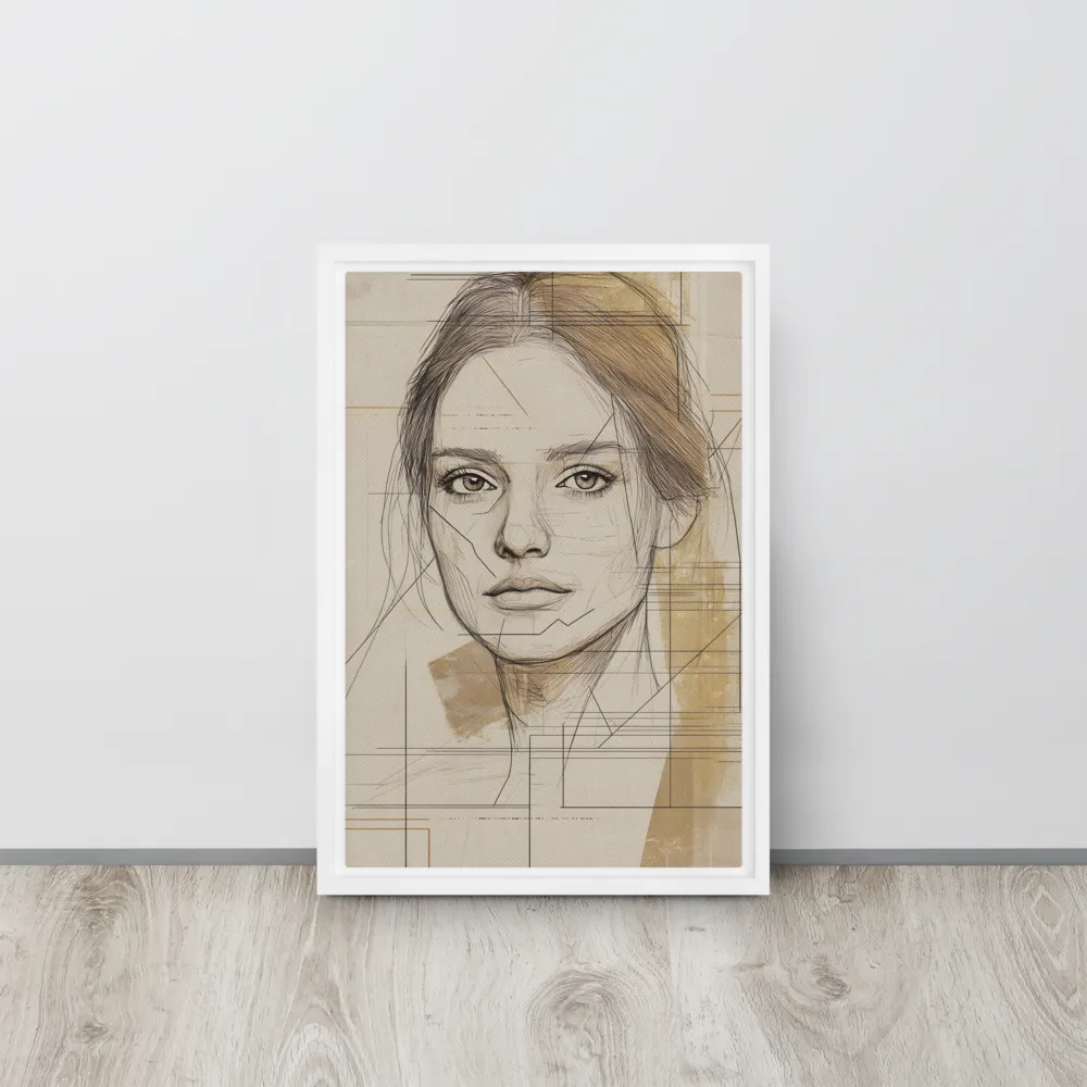 Geometric Elegance: A Modern Portrait | Canvas with White Frame | 12″×18″