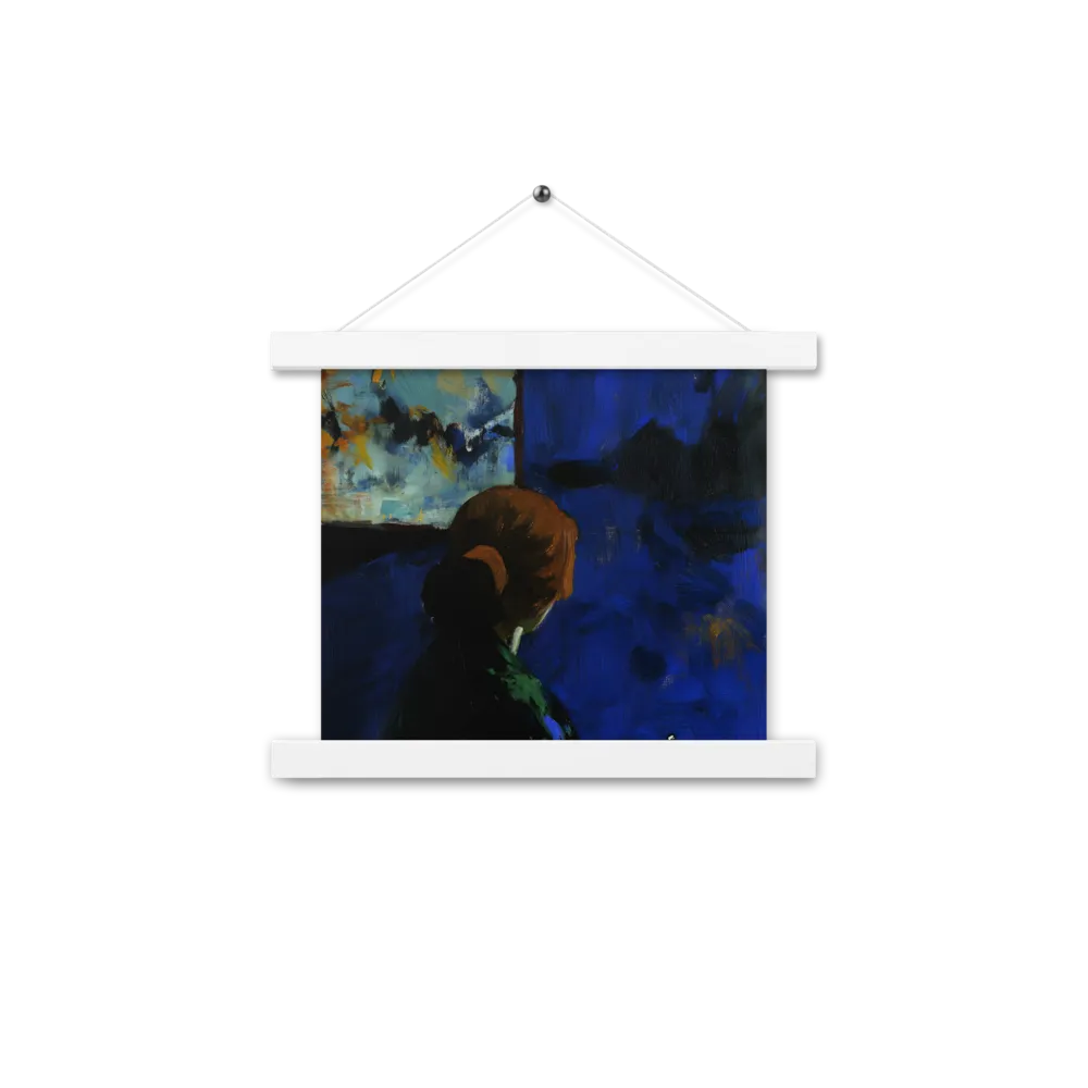 Contemplation Under the Night Sky | Poster With White Wood Hanger | 10″×10″