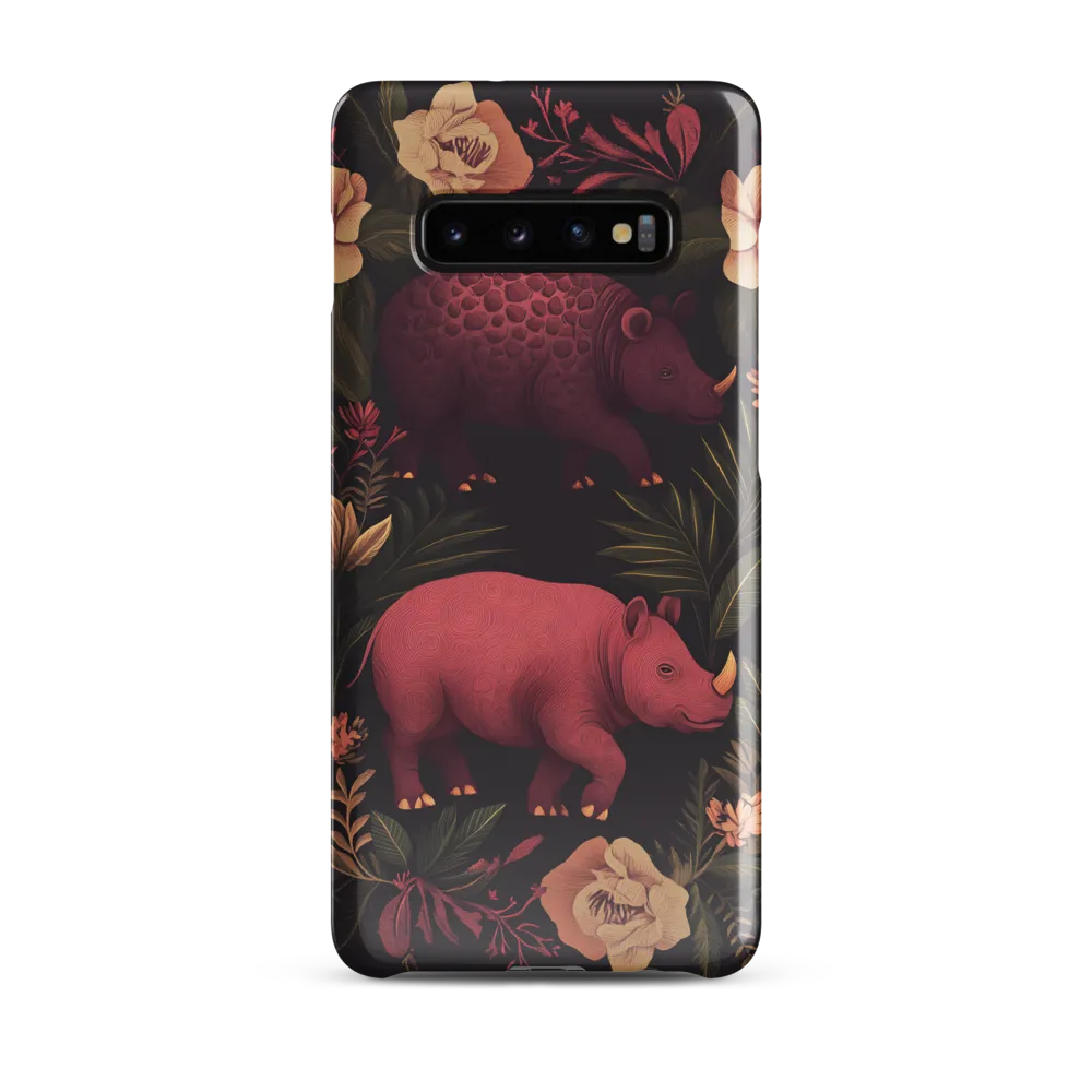 Rhinos in Floral Embrace | Phone Case |  S10 Plus | Snap Case | Glossy