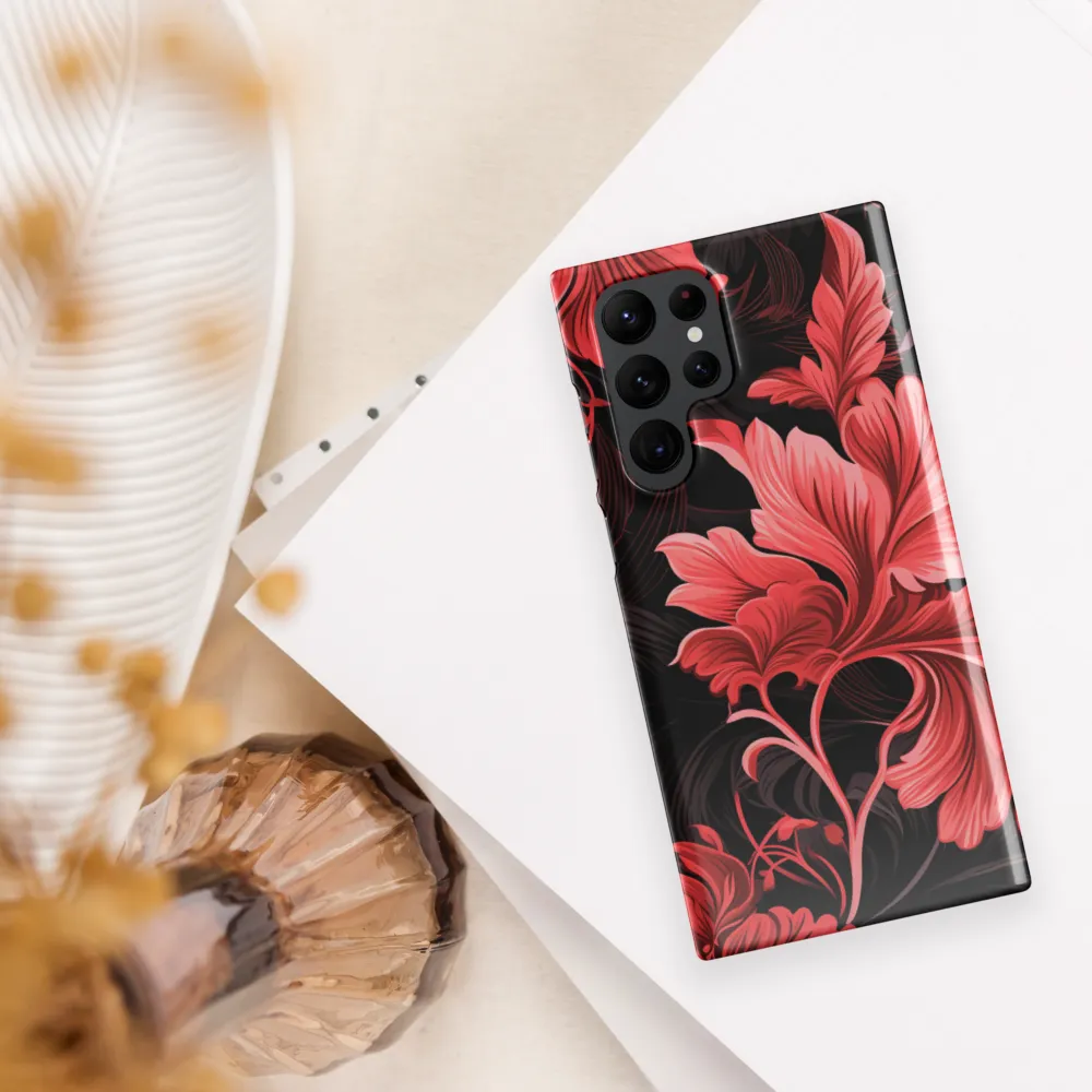 Tropical Elegance in Red | Phone Case |  S22 Ultra | Snap Case | Glossy