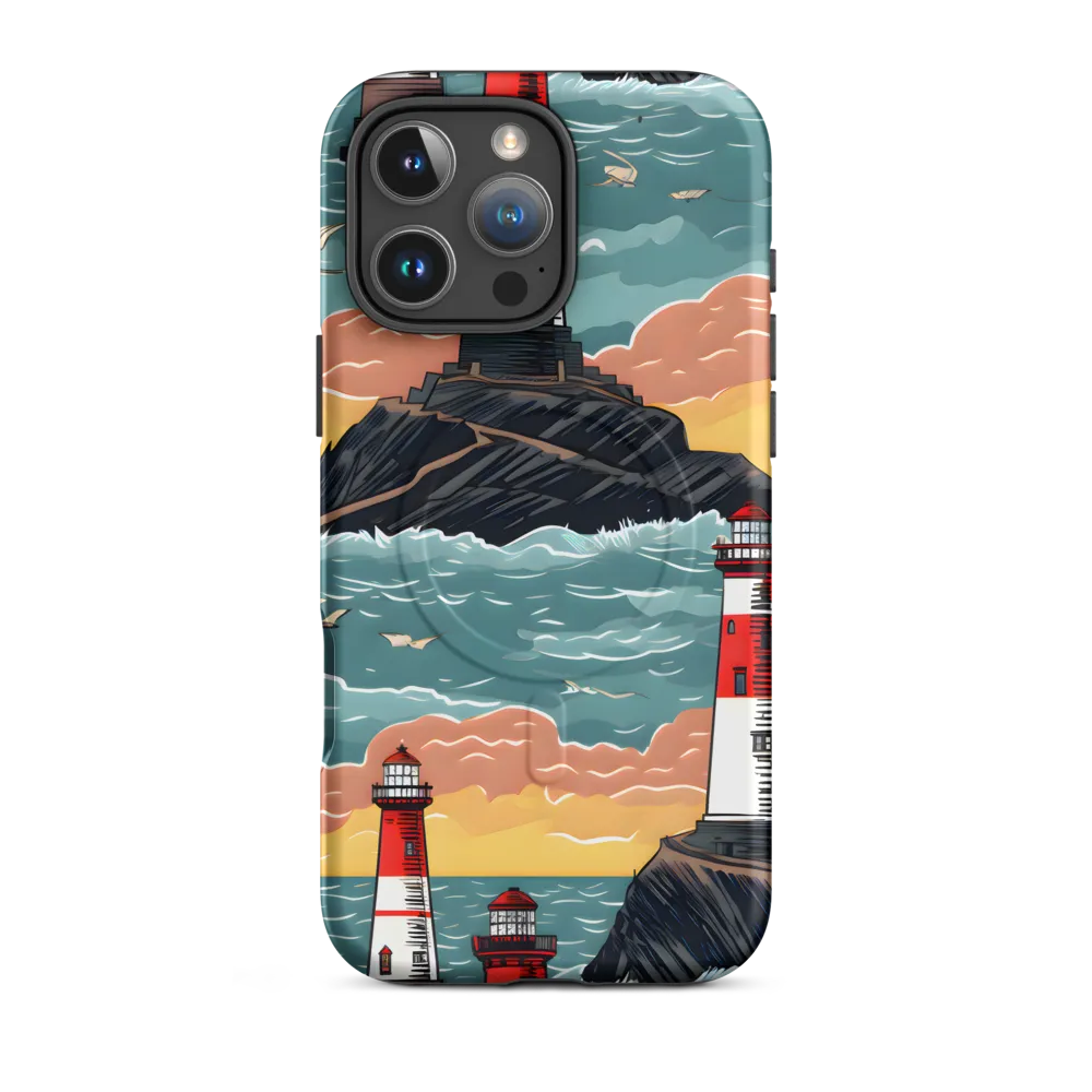 Lighthouses in a Whimsical Ocean | Phone Case |  16 Pro Max | MagSafe® Tough Case | Matte