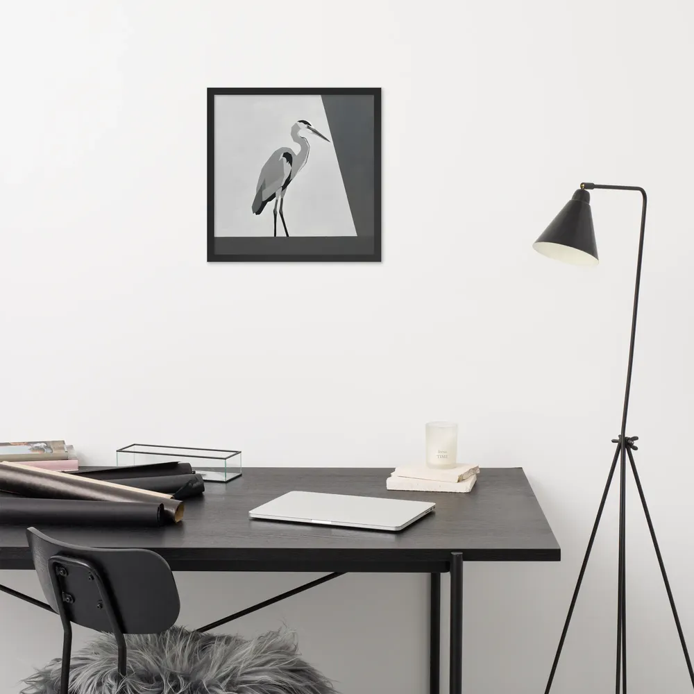 Geometric Heron 
 Poster with Black Frame | 18″x 18″