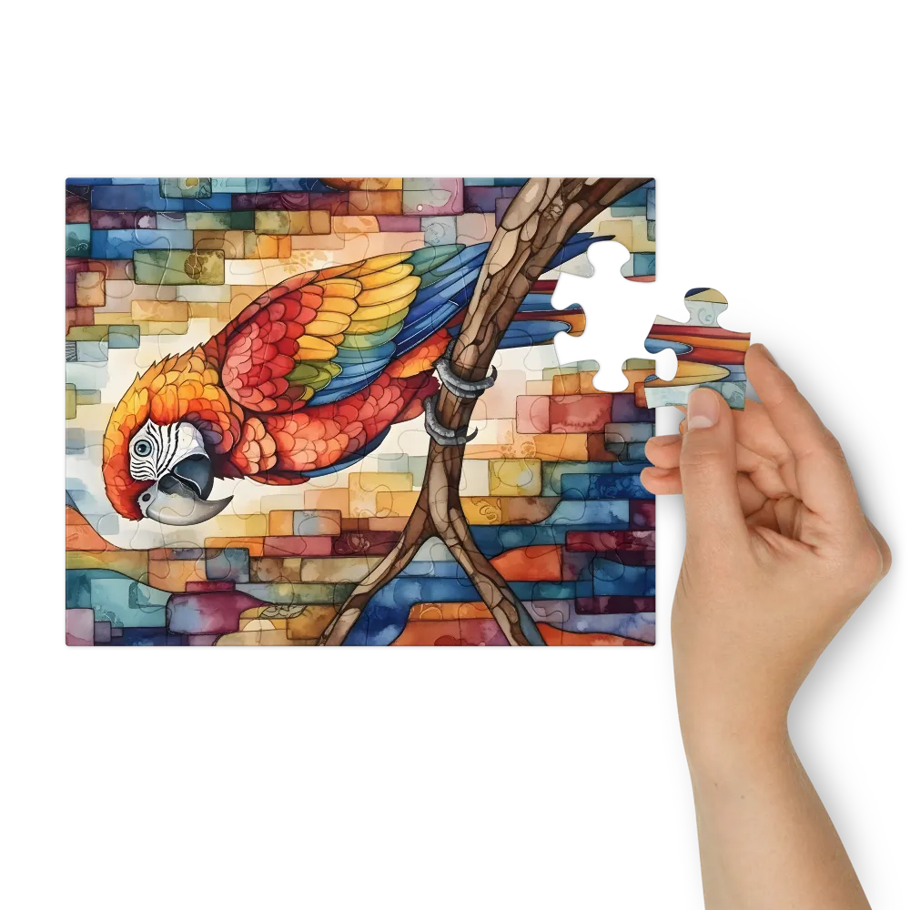Mosaic Macaw 
 Jigsaw Puzzle in Tin Box
