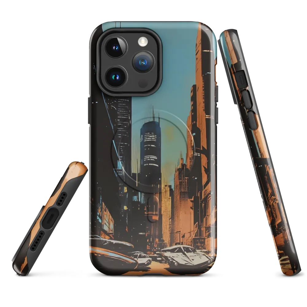 Futuristic Cityscape in Blue and Orange