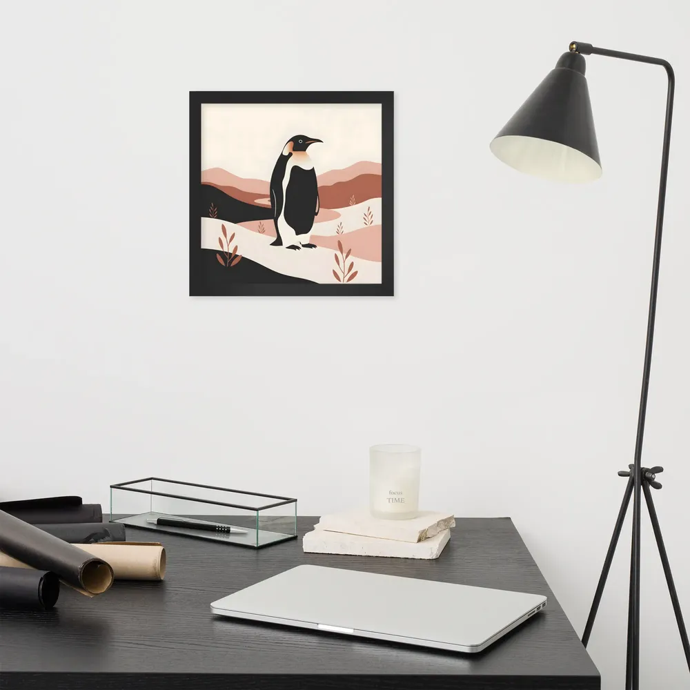 Terracotta Penguin 
 Poster with Black Frame | 12″x 12″