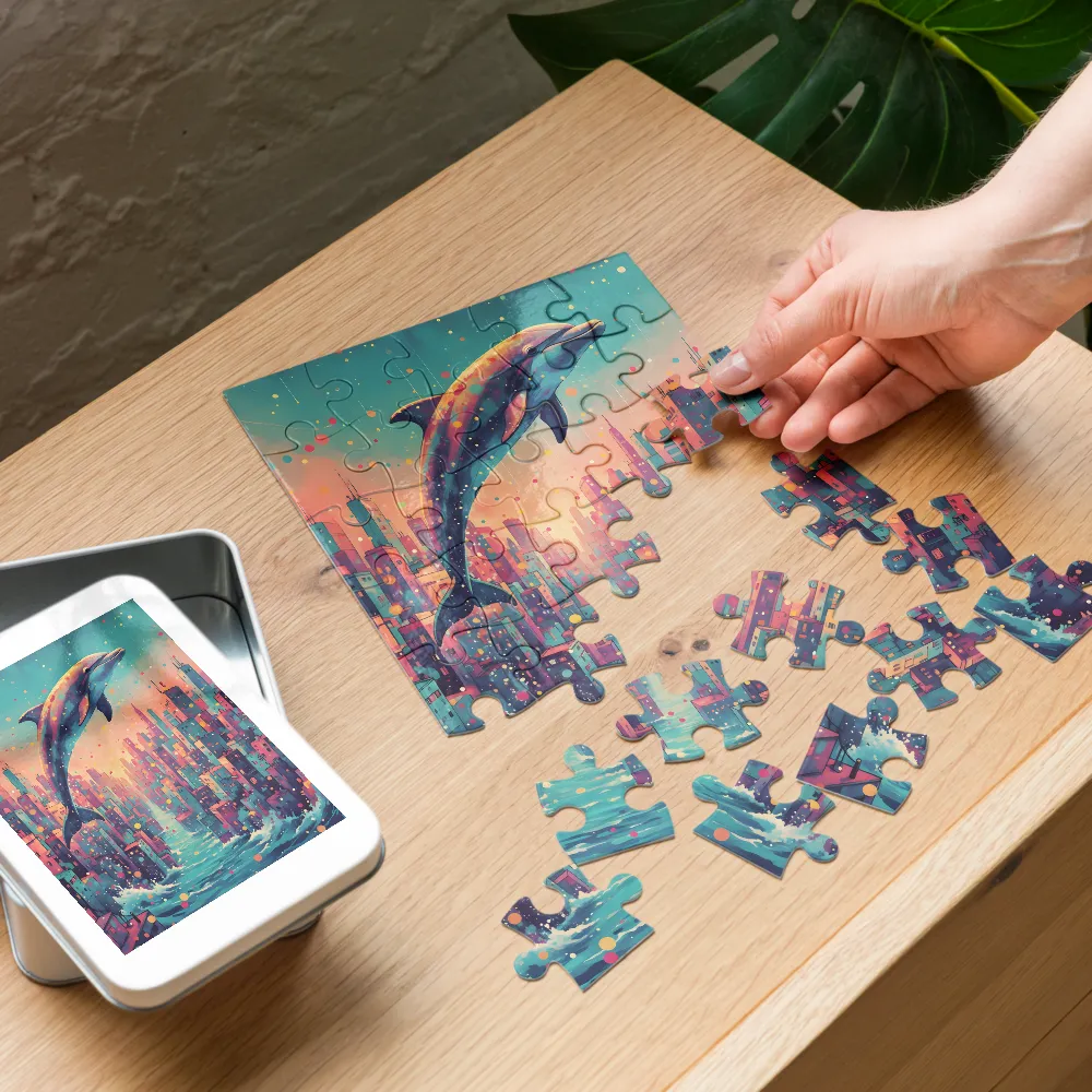 Skybound Dolphin 
 Jigsaw Puzzle in Tin Box