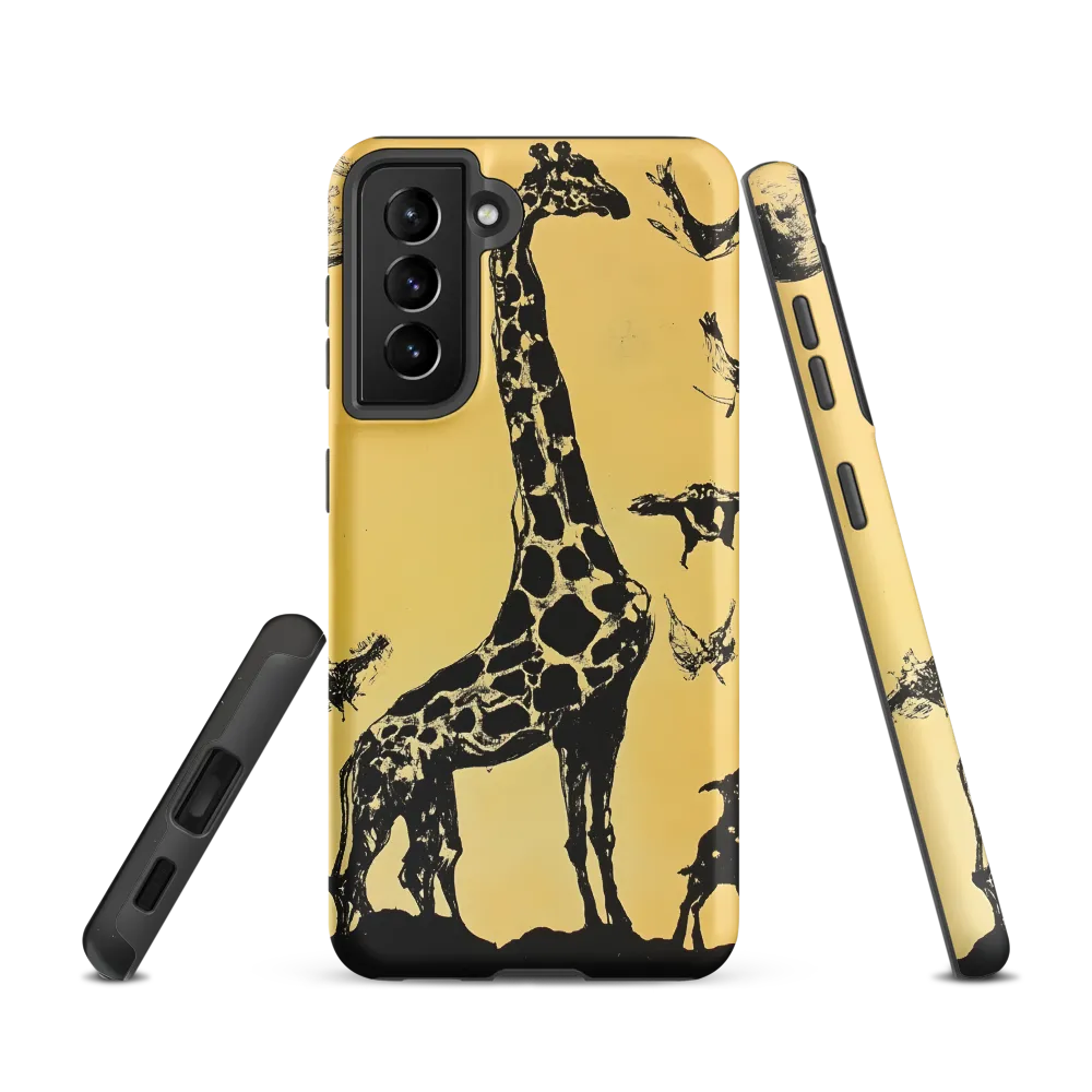 Whimsical Harmony of Giraffe and Birds