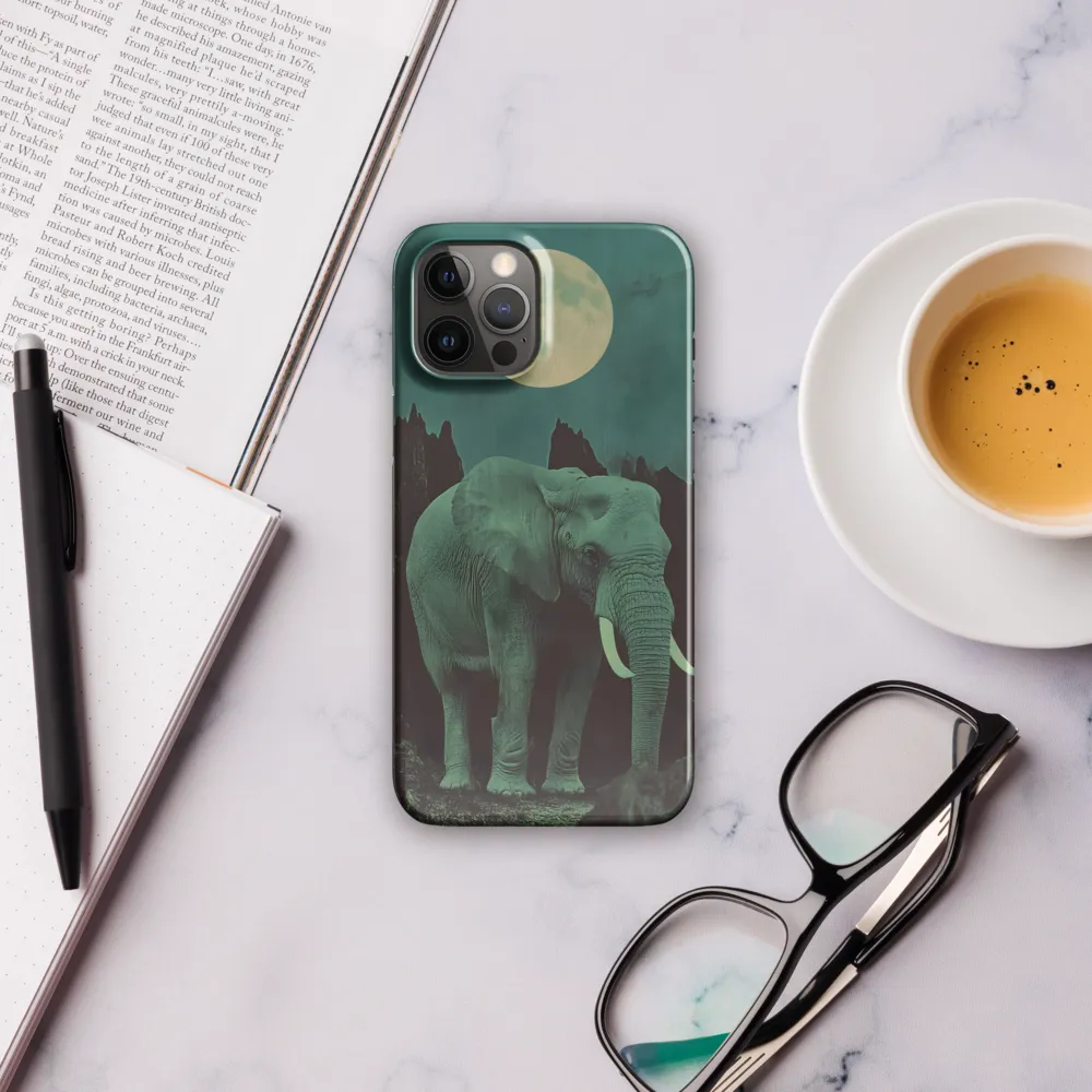 Ethereal Presence: Elephant Under a Full Moon | Phone Case |  12 Pro Max | Snap Case | Glossy