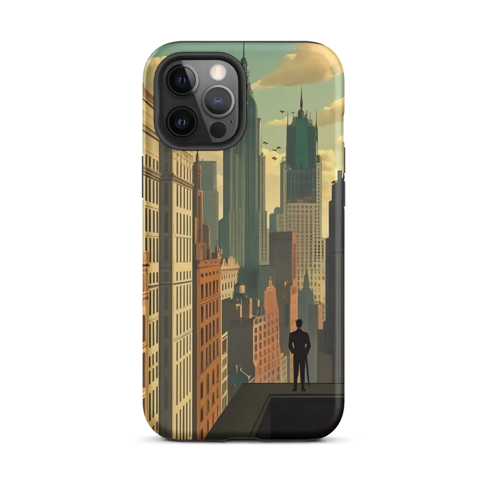 Urban Dreams: A Silhouette in Art Deco Cityscape
