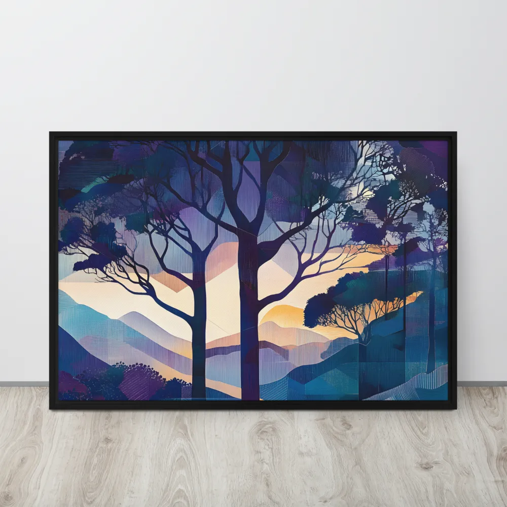 Tranquil Geometry: A Journey Through Color | Canvas with Black Frame | 24″×36″