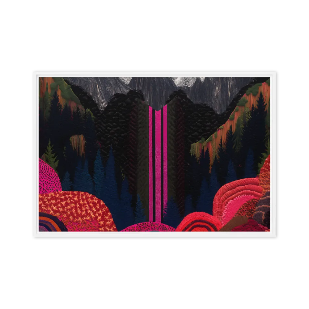Ethereal Cascade: A Surreal Landscape | Canvas with White Frame | 20″×30″