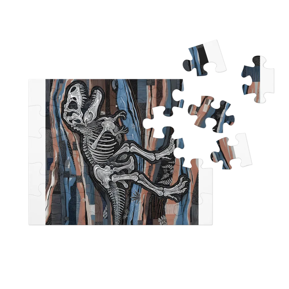 T‑Rex Skeleton Illustration 
 Jigsaw Puzzle in Tin Box