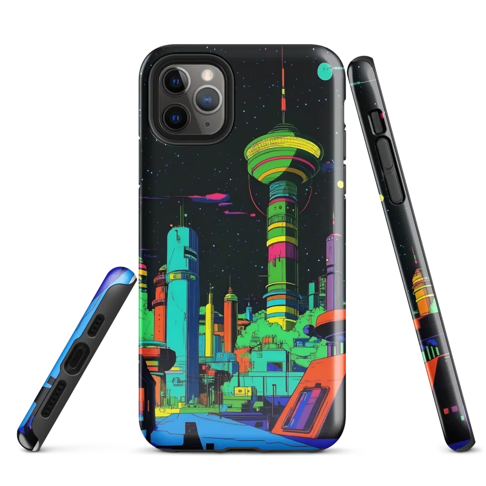 Neon Dreams: A Futuristic Cityscape | Phone Case |  11 Pro Max | Tough Case | Glossy