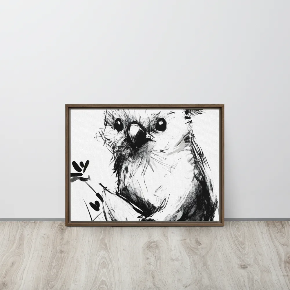 Whimsical Koala in Ink | Canvas with Brown Frame | 18″×24″