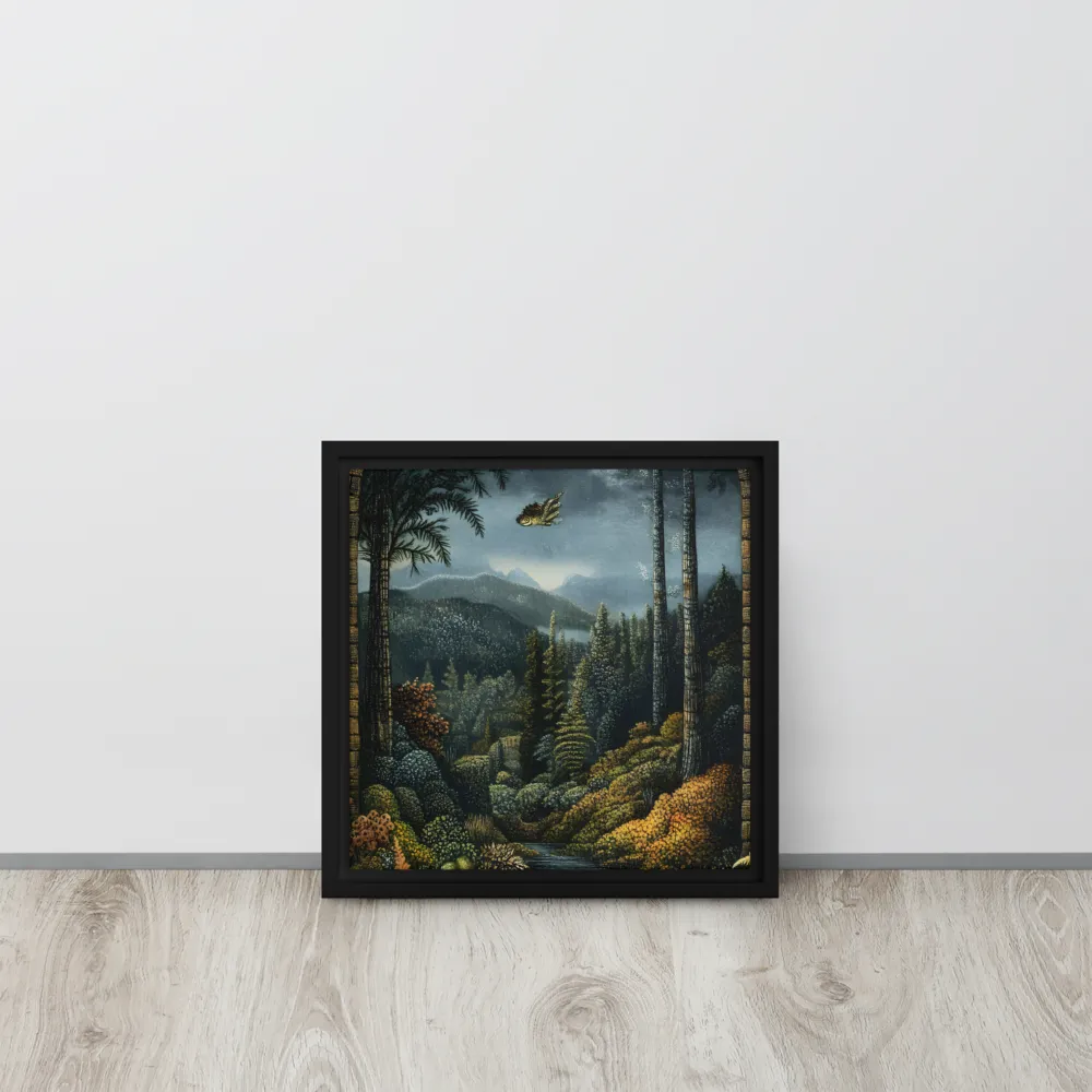 Whispers of the Enchanted Forest | Canvas with Black Frame | 12″×12″