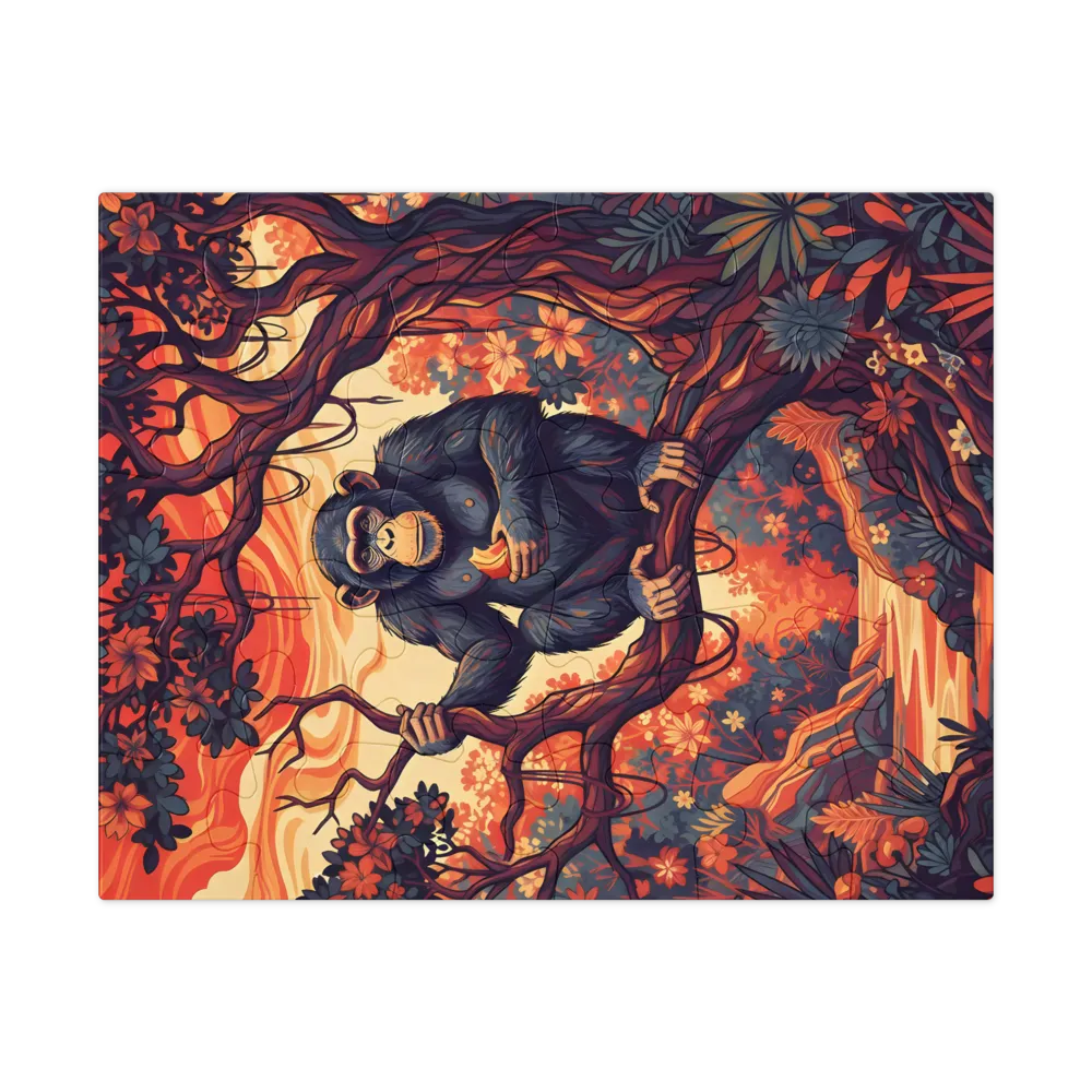 Sunset Chimp 
 Jigsaw Puzzle in Tin Box