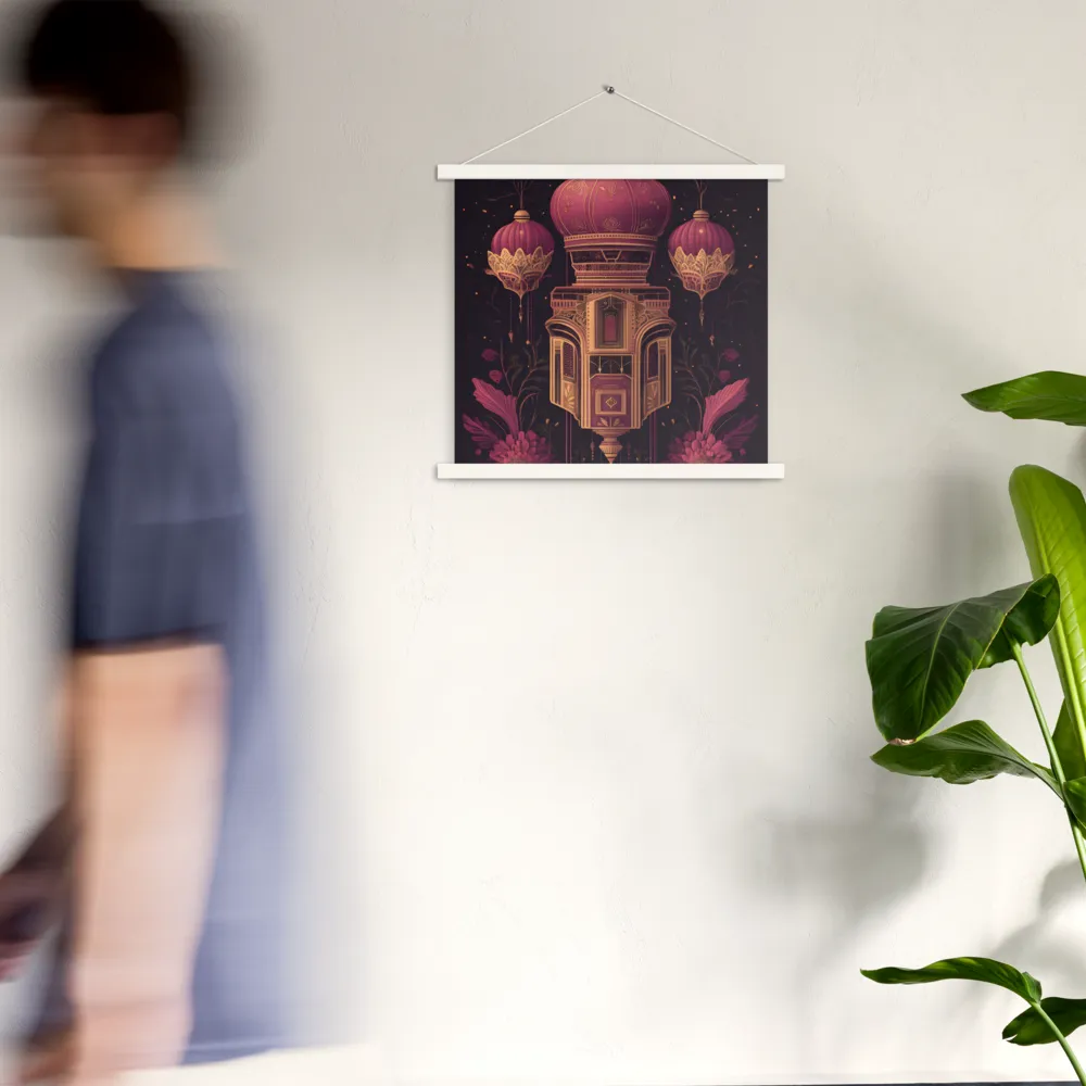 Ornate Harmony: A Digital Floral Architecture | Poster With White Wood Hanger | 18″×18″