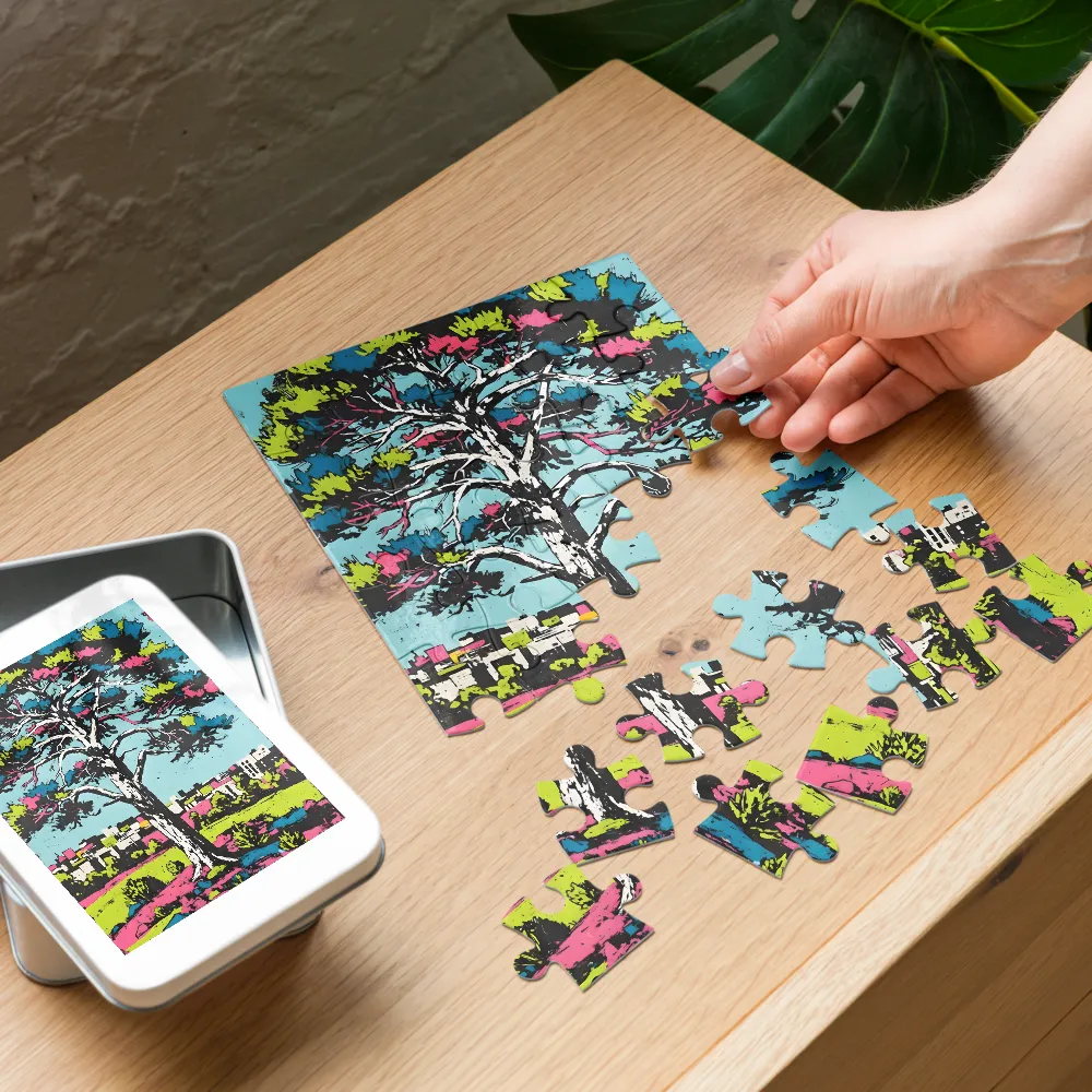 Neon City Pine 
 Jigsaw Puzzle in Tin Box