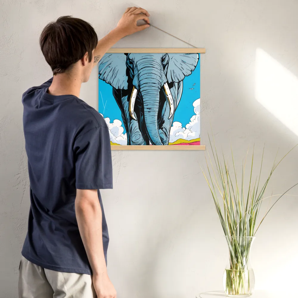 Majestic Presence: The Elephant | Poster With Oak Wood Hanger | 18″×18″