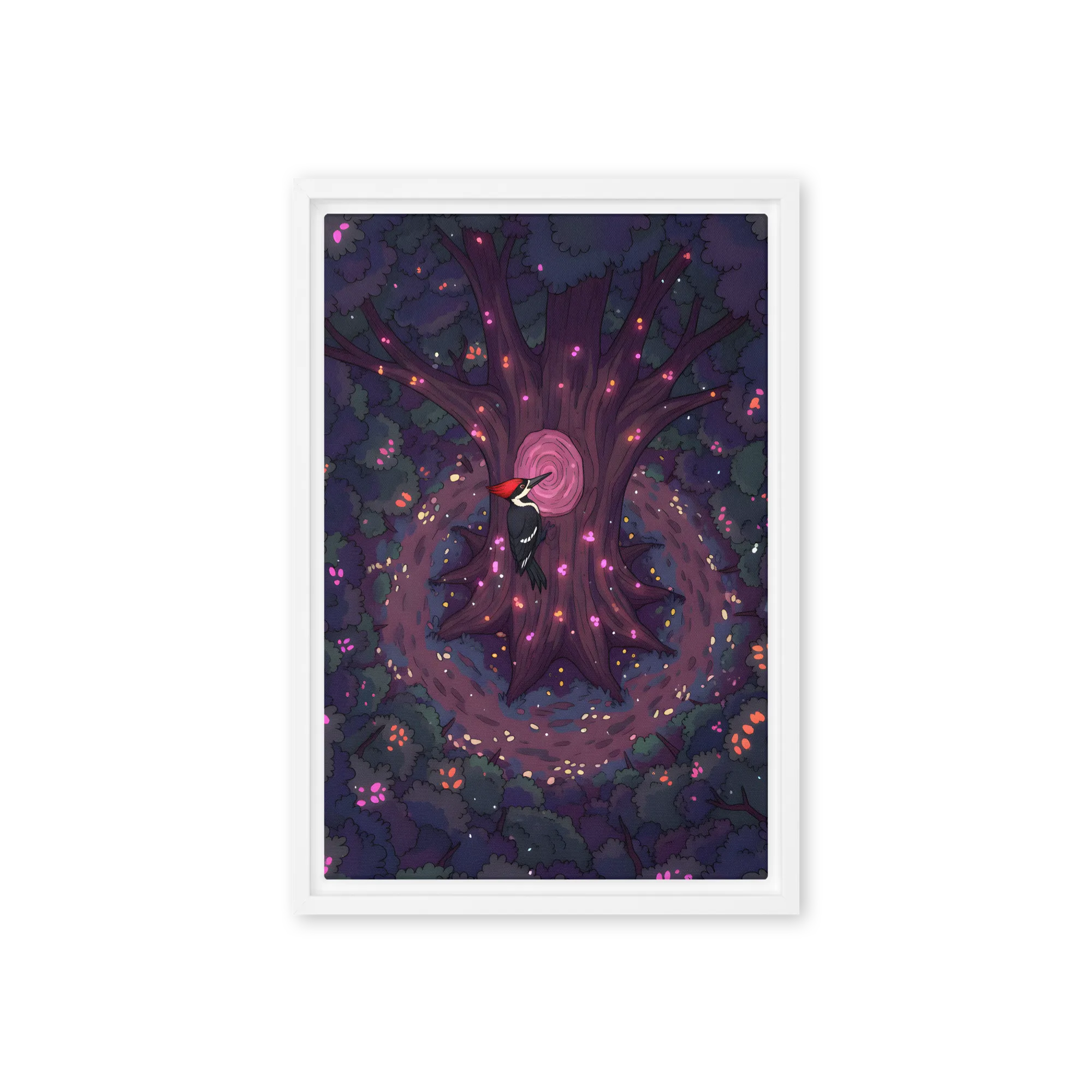 Whimsical Forest Encounter 
 Canvas with White Frame