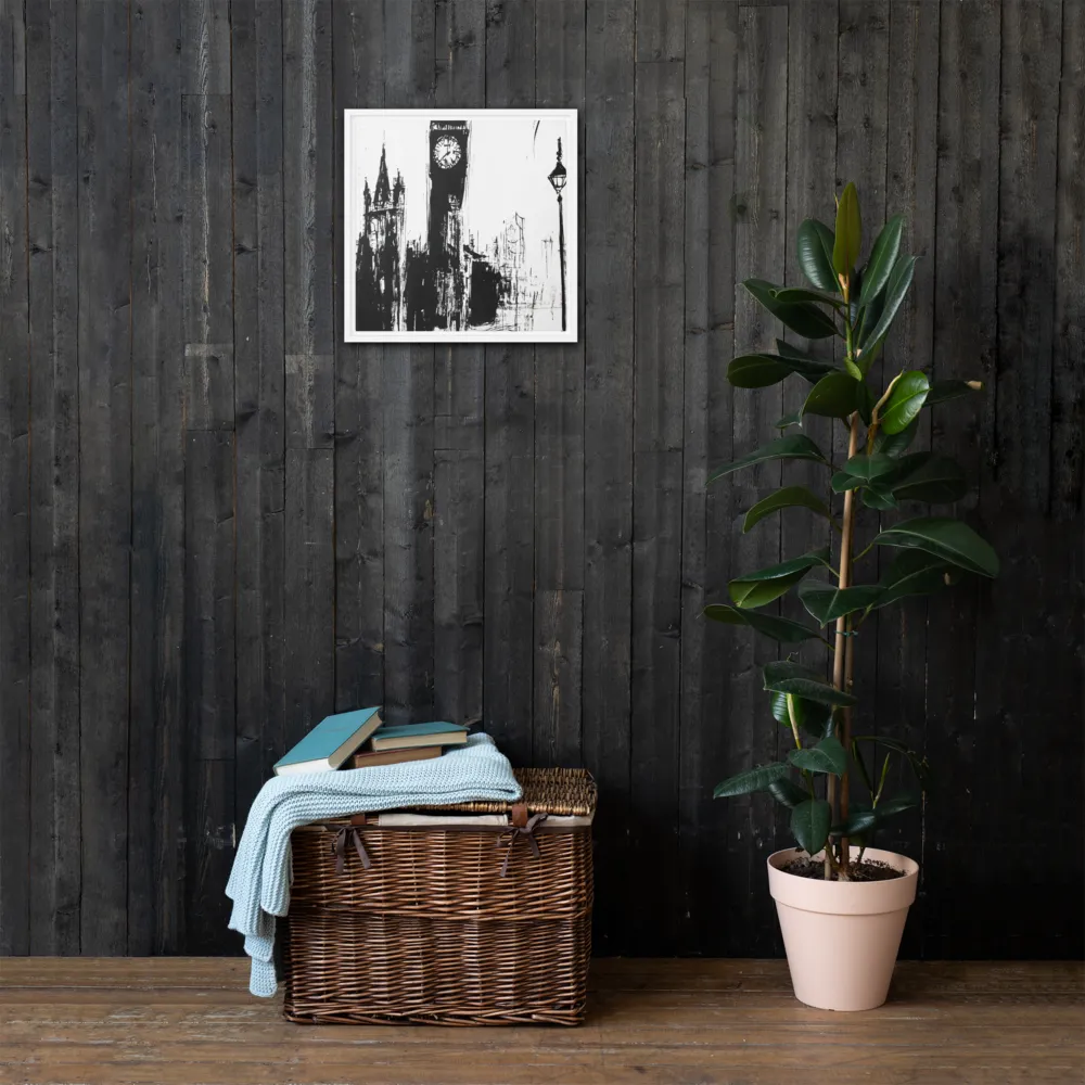 Clock Tower in Motion | Canvas with White Frame | 16″×16″