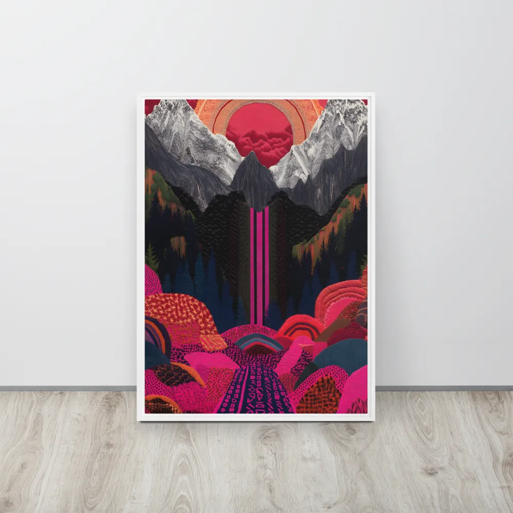 Ethereal Cascade: A Surreal Landscape | Canvas with White Frame | 20″×28″