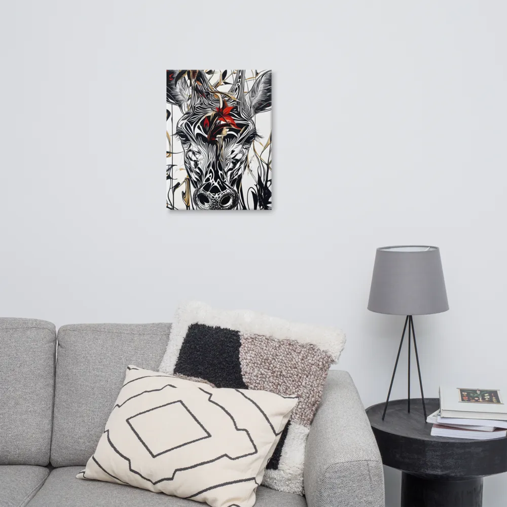 Floral Elegance: The Giraffe's Portrait | Canvas | 18″×24″