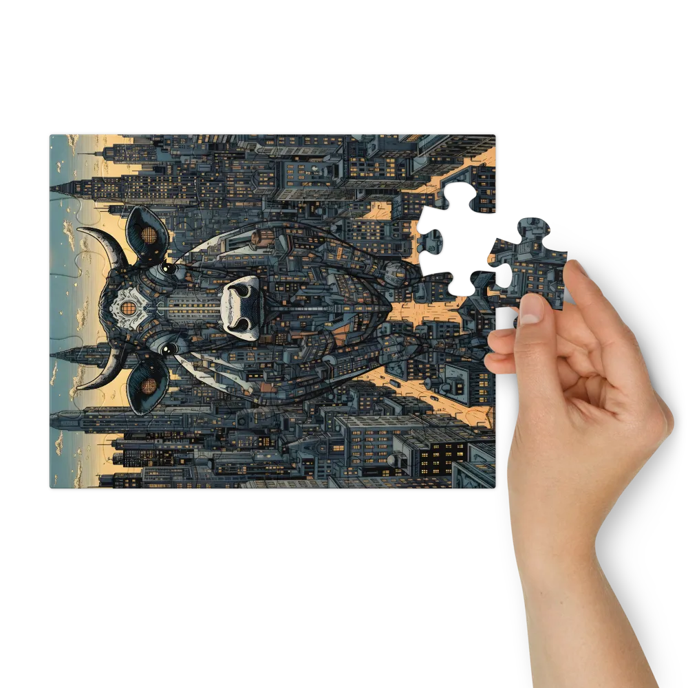 Metropolis Cow 
 Jigsaw Puzzle in Tin Box