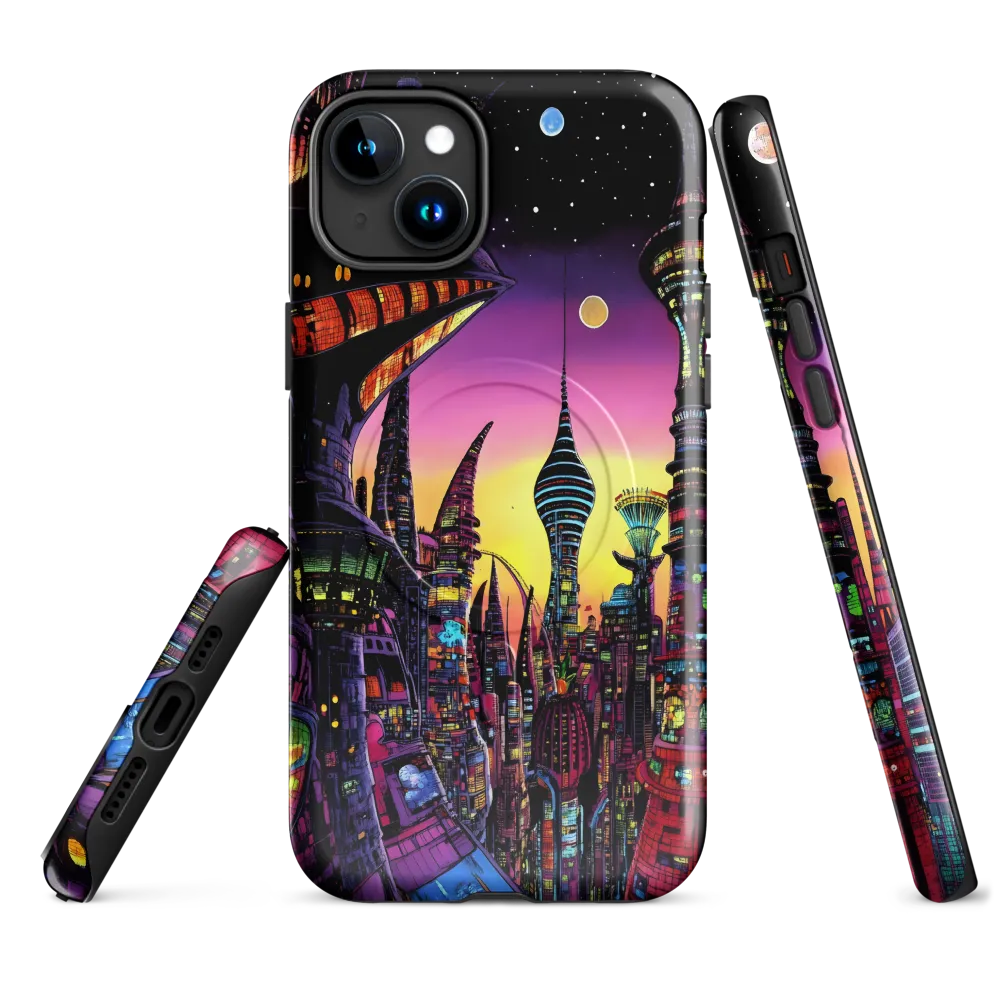Futuristic Cityscape at Dusk | Phone Case |  15 Plus | MagSafe® Tough Case | Glossy