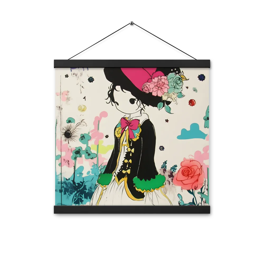 Whimsical Garden Reverie | Poster With Black Wood Hanger | 16″×16″