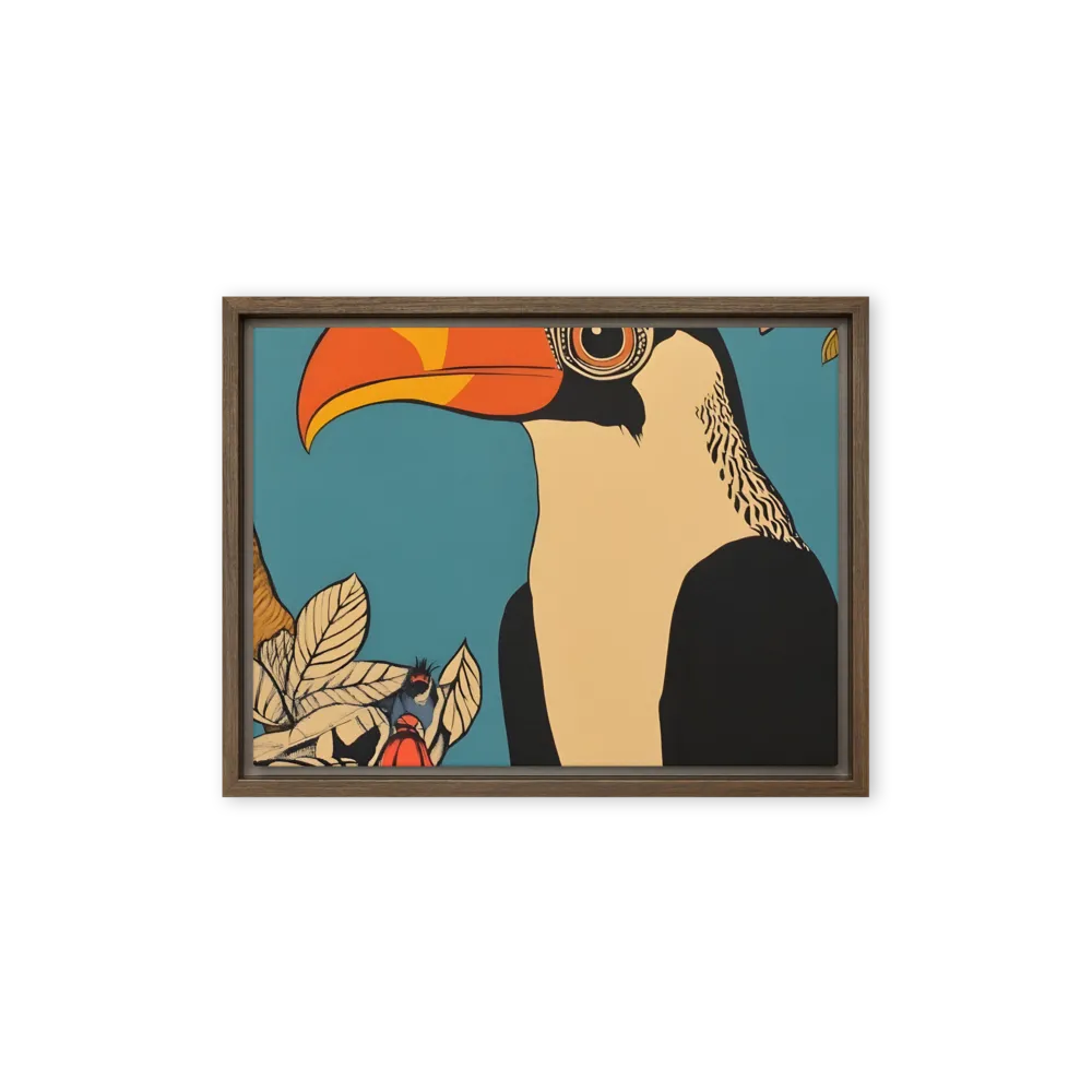 Tropical Majesty: The Toucan at Rest | Canvas with Brown Frame | 12″×16″