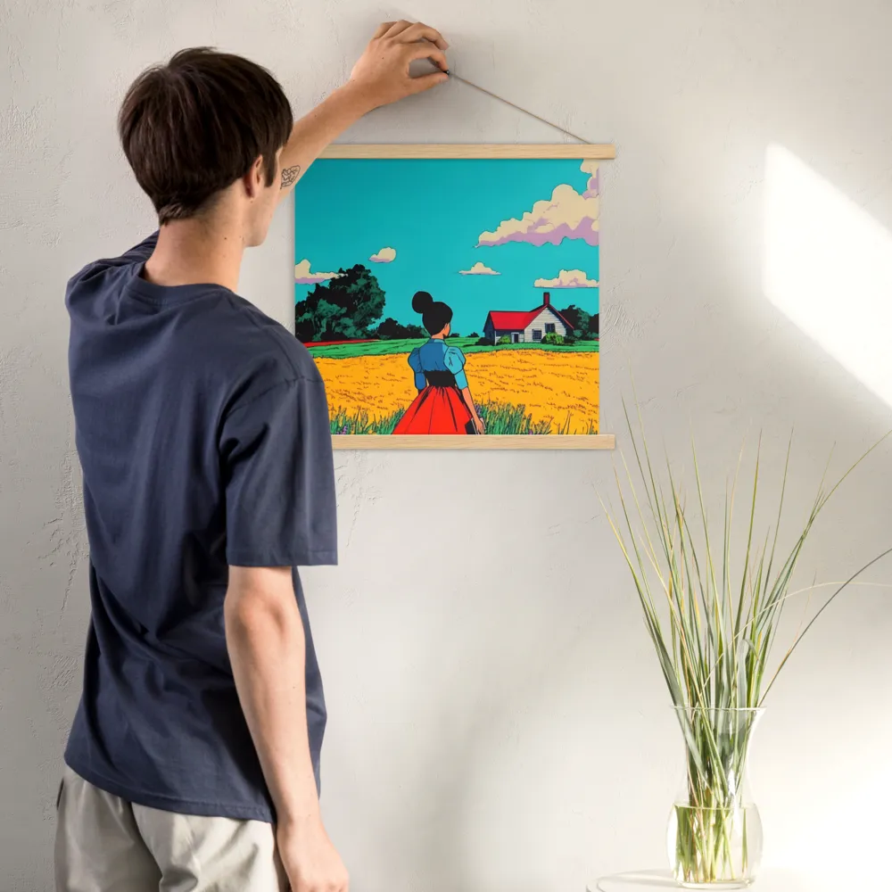 Whispers of a Sunlit Meadow | Poster With Oak Wood Hanger | 18″×18″
