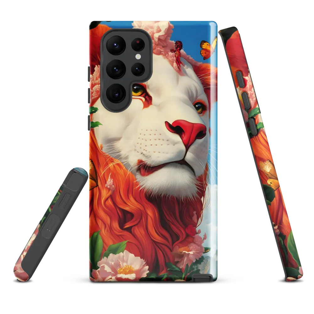 Majestic Lion Amidst Floral Splendor