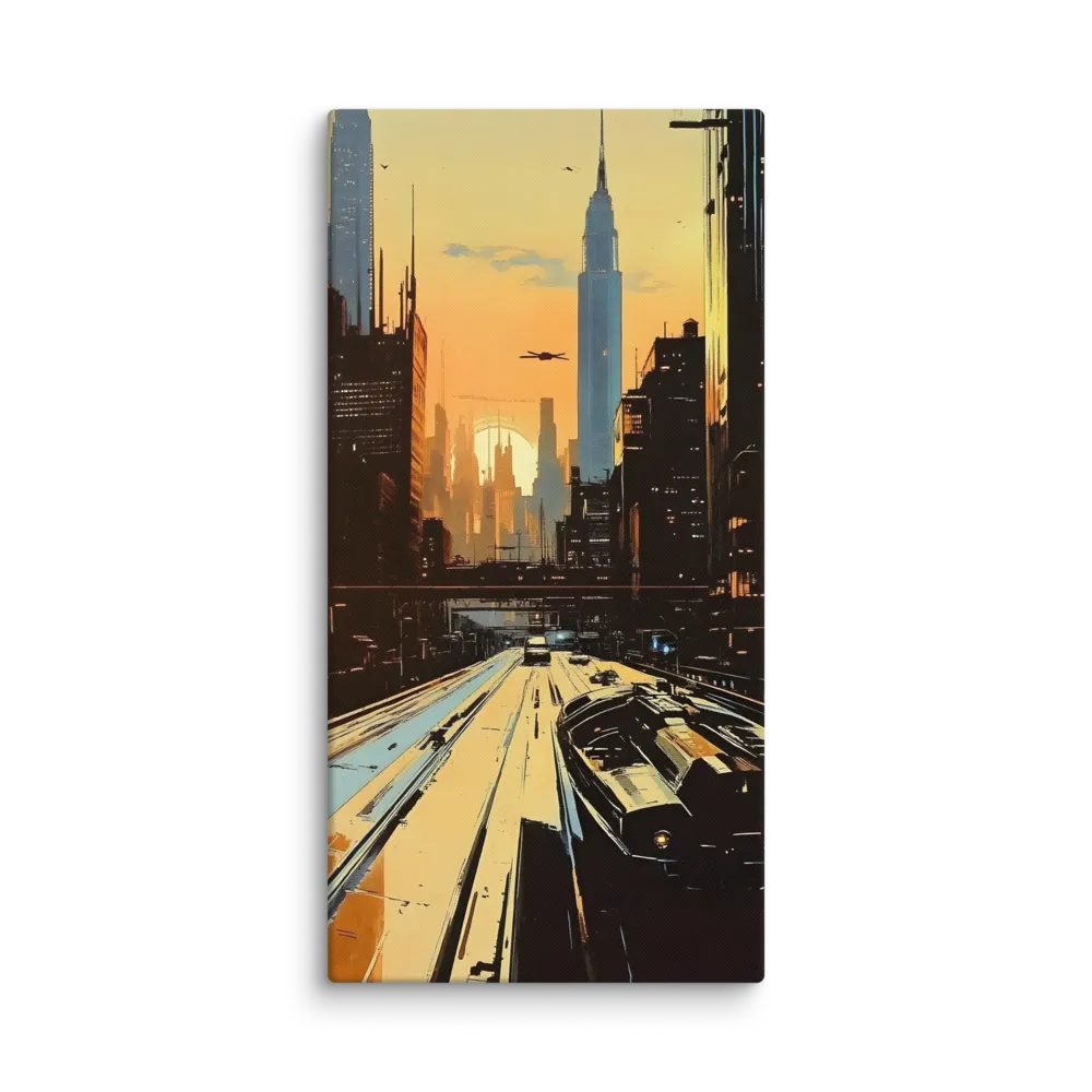 Metro Nexus: A Futuristic Cityscape | Canvas | 20″×40″