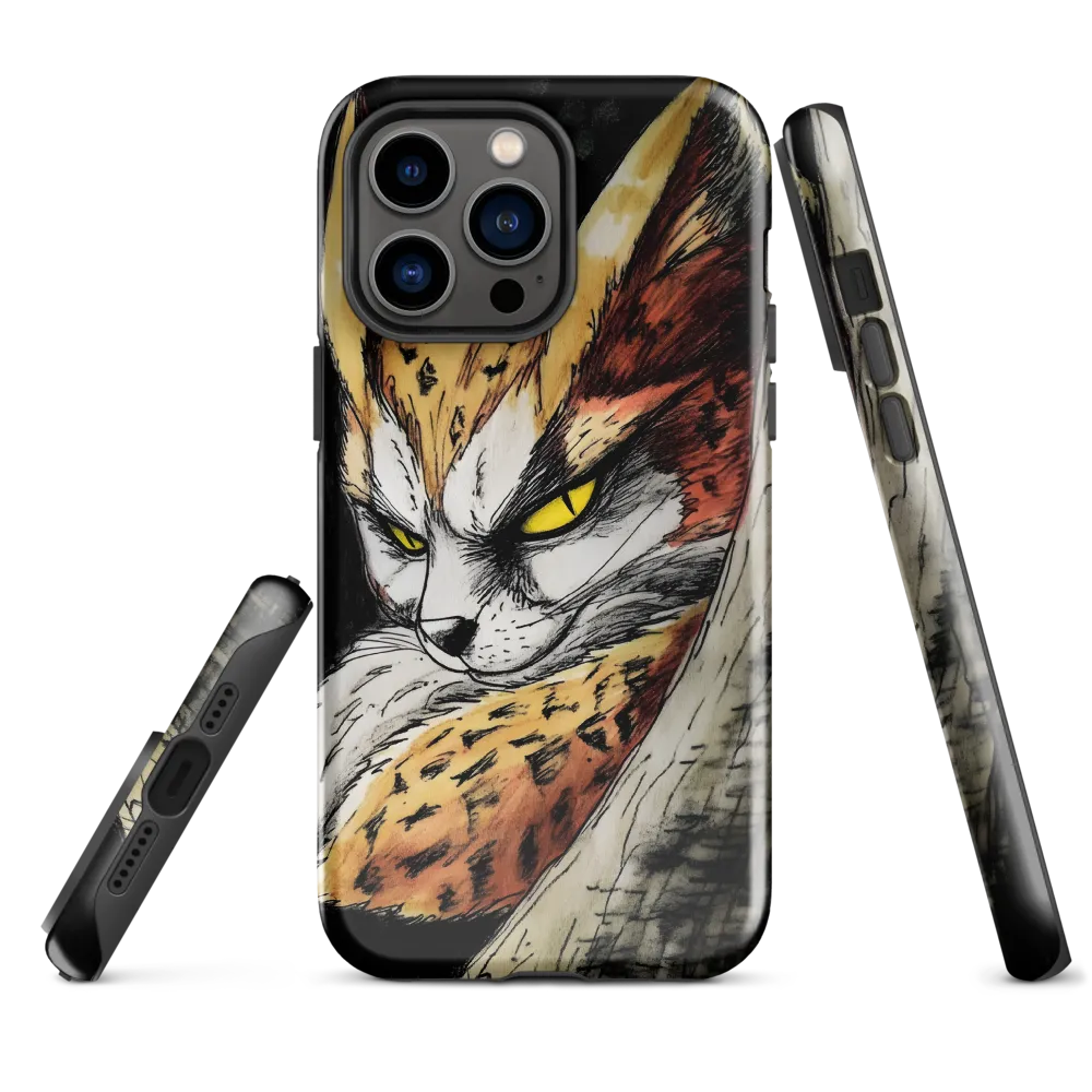 Fierce Gaze of the Wild Cat | Phone Case |  14 Pro Max | Tough Case | Glossy
