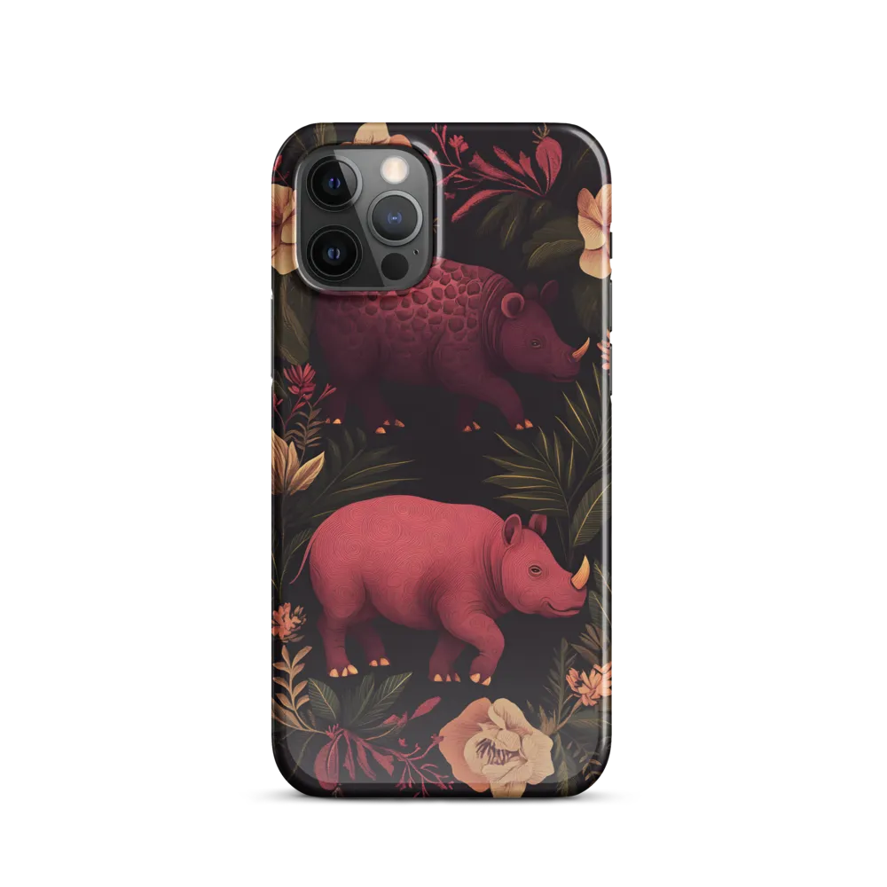 Rhinos in Floral Embrace