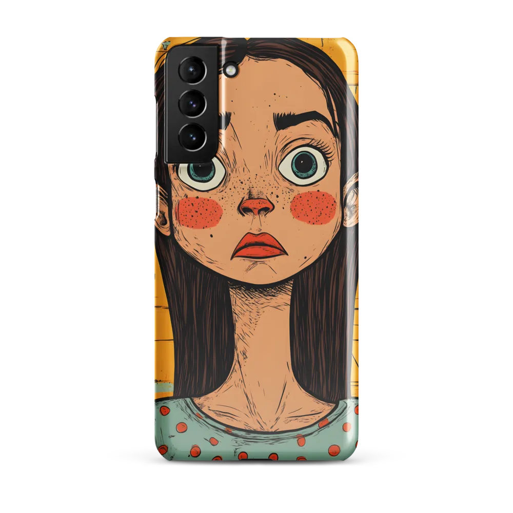 Wide-Eyed Portrait on Distressed Yellow Planks