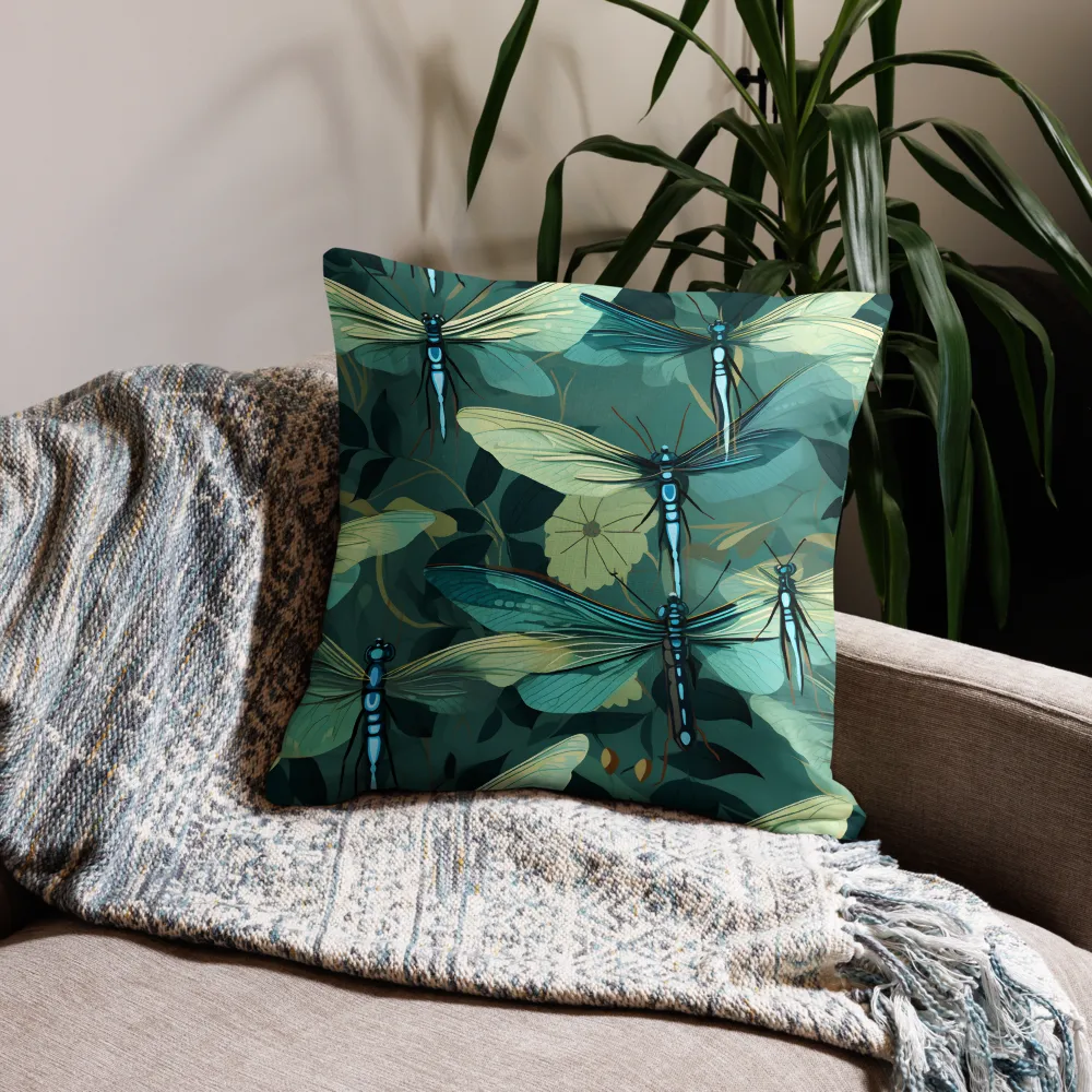 Whispers of Nature: Dragonflies in Harmony | Pillow | 22″×22″