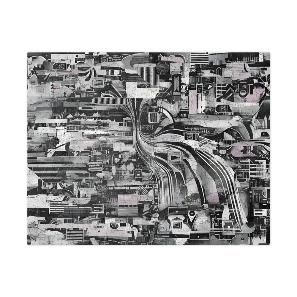 Monochrome City Collage 
 Jigsaw Puzzle in Tin Box