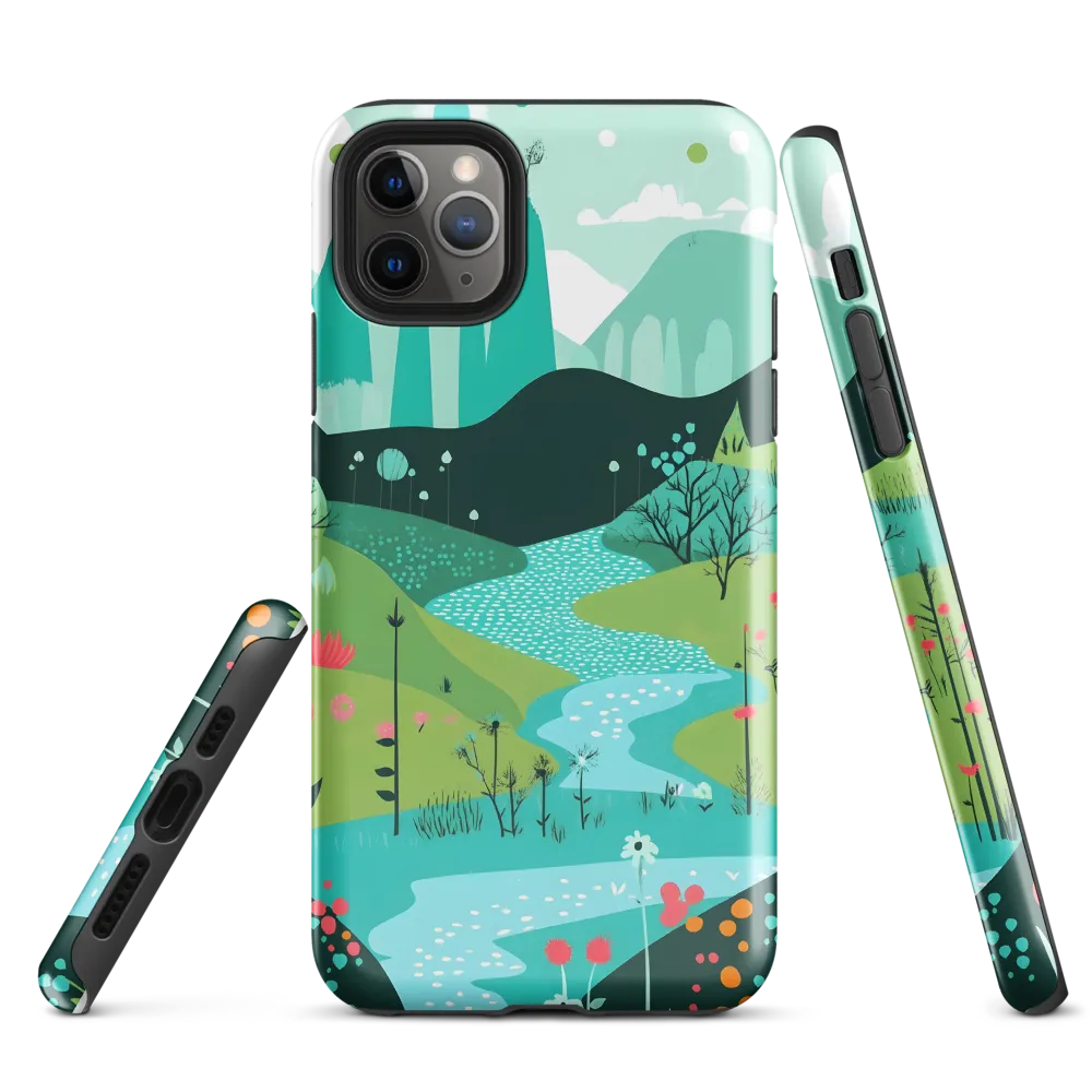 Whimsical River in a Lush Landscape | Phone Case |  11 Pro Max | Tough Case | Glossy