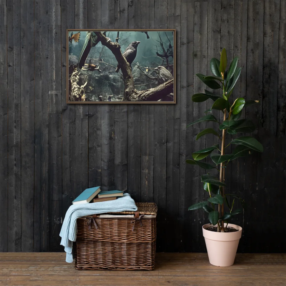 Whispers of the Avian Realm | Canvas with Brown Frame | 20″×30″