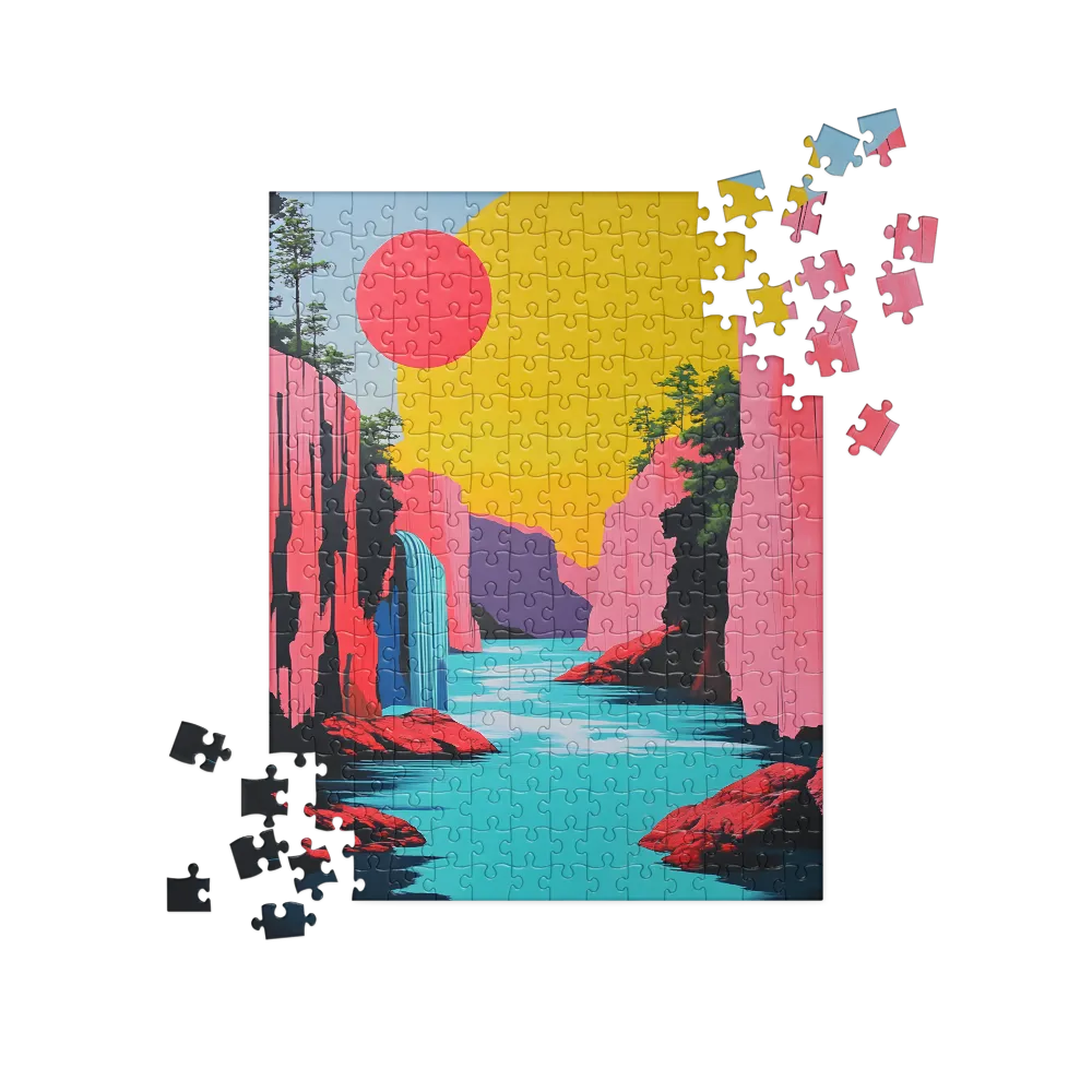 Dreamscape of Pink Cliffs and Turquoise Waters | Jigsaw Puzzle | 252/520 pieces