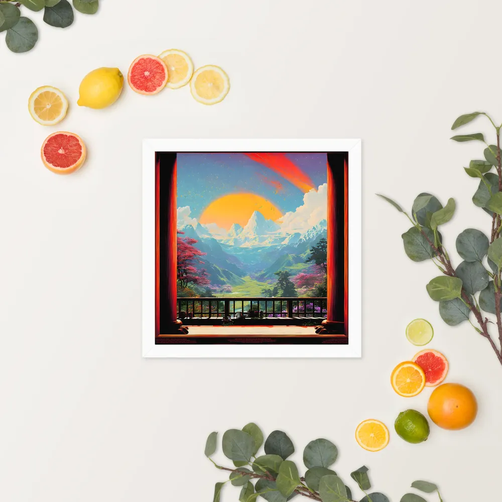 Golden Mountain Vista 
 Poster with White Frame | 14″x 14″