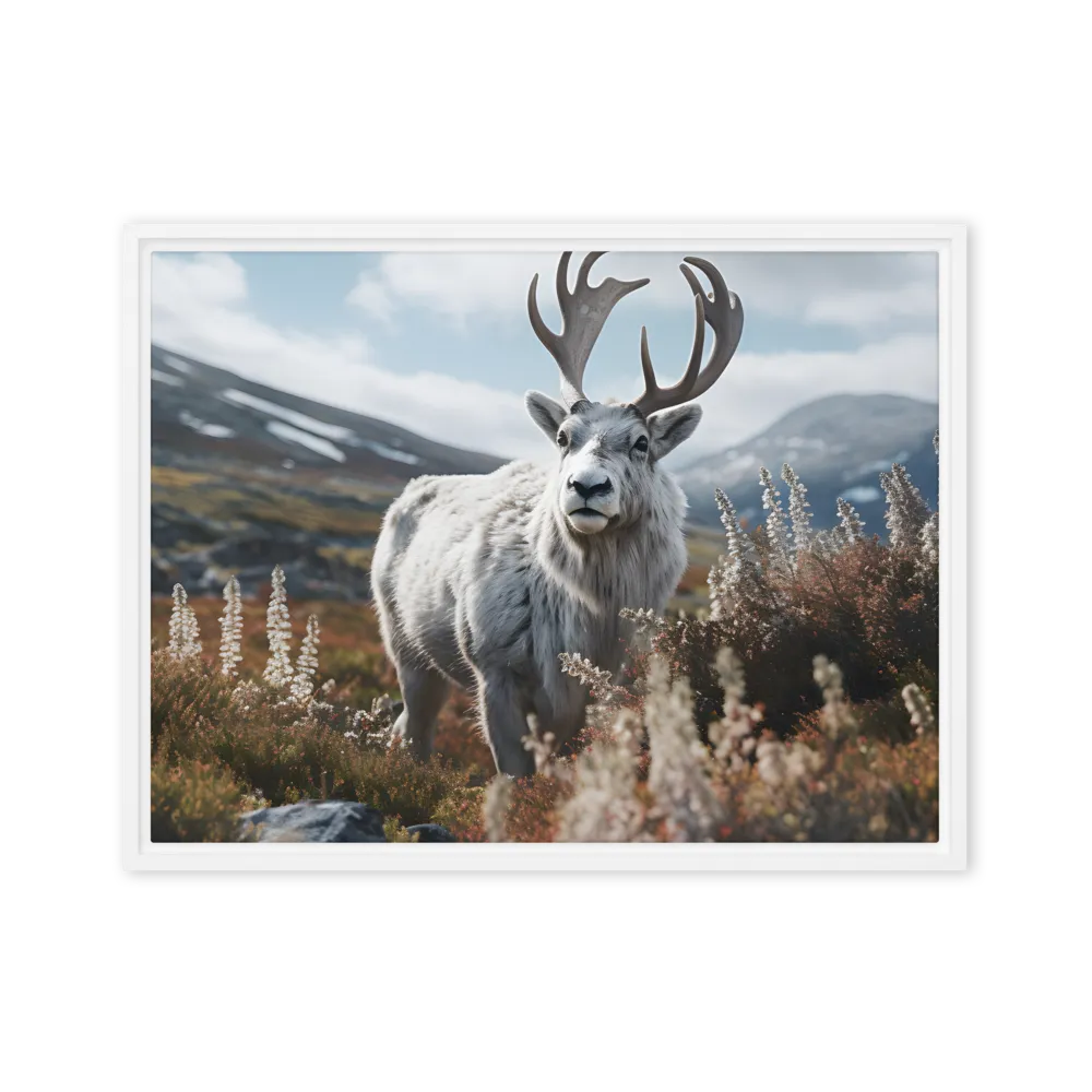 Majestic Harmony: The Reindeer in Nature | Canvas with White Frame | 18″×24″