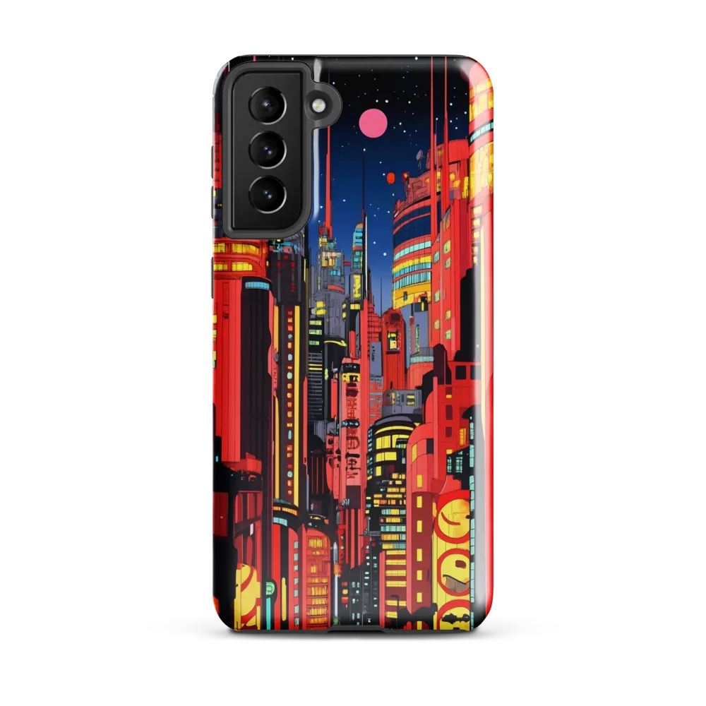 Neon Dreams: A Cyberpunk Cityscape | Phone Case |  S21 Plus | Tough Case | Glossy