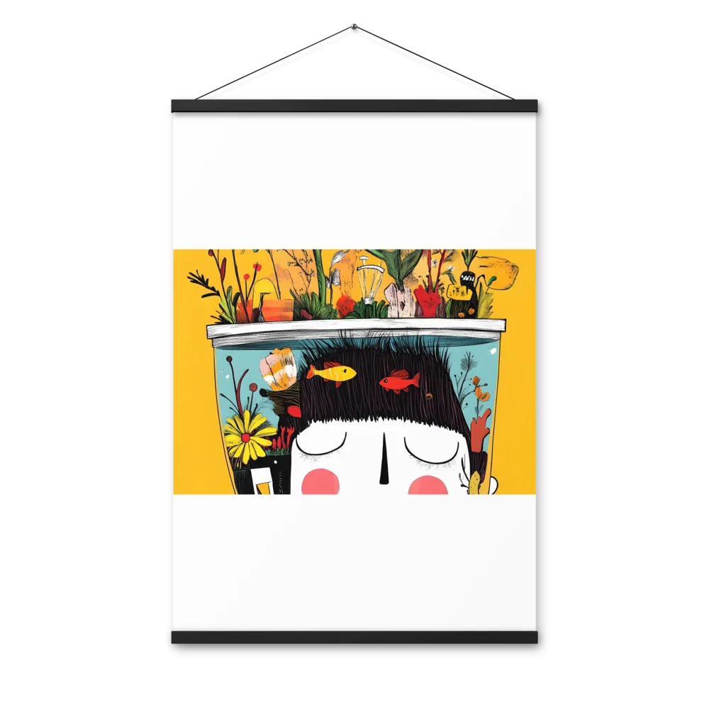 Whimsical Garden Head | Poster With Black Wood Hanger | 24″×36″