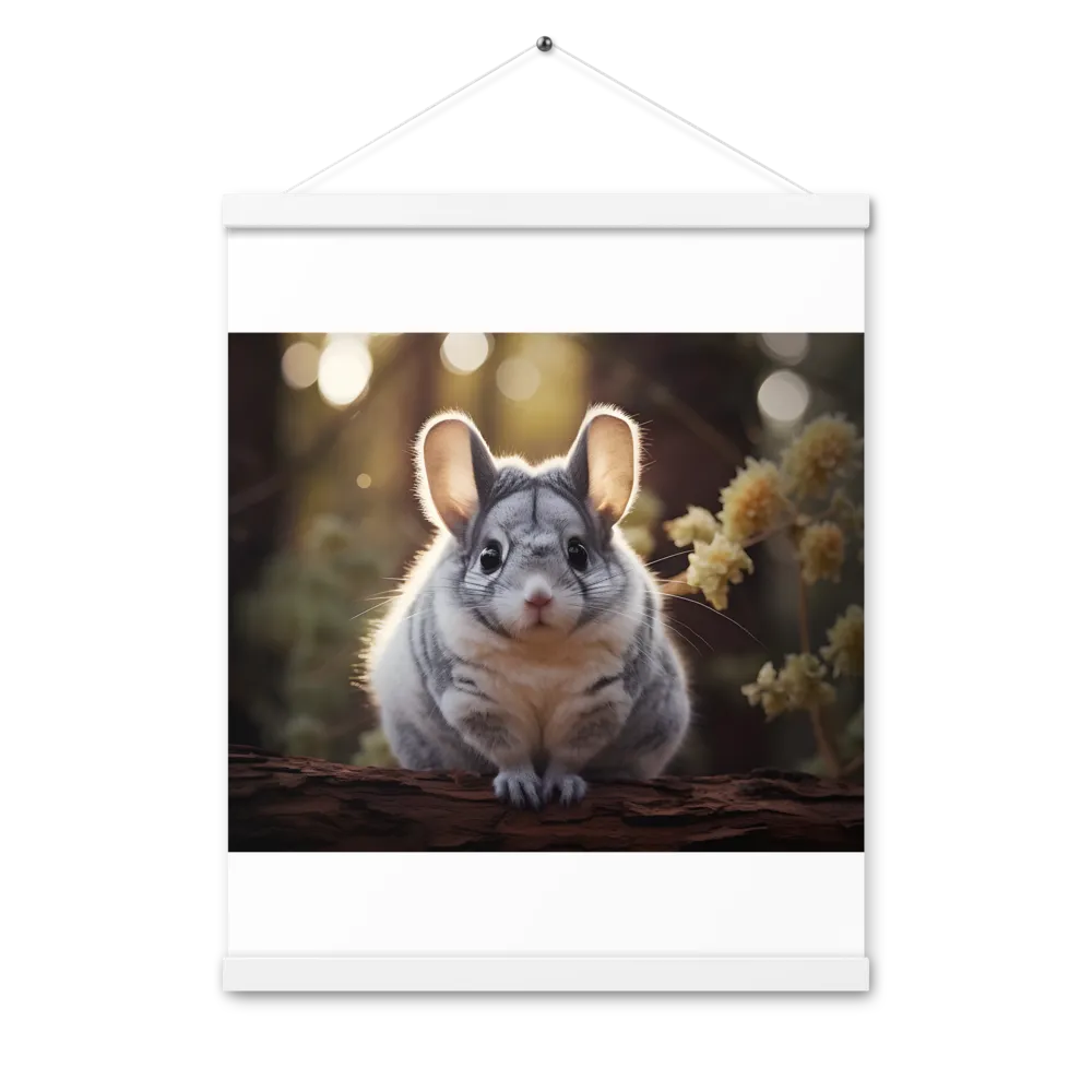 Curious Chinchilla in the Forest | Poster With White Wood Hanger | 16″×20″